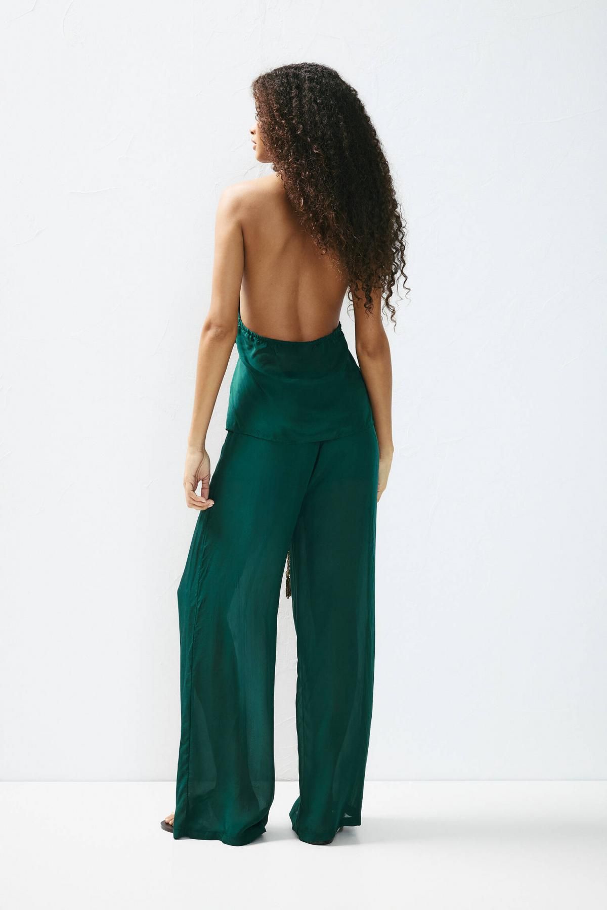 풀앤베어 비즈 스트링 플루이드 와이드 조거 팬츠 7675/345 GREEN - 상세 이미지 4