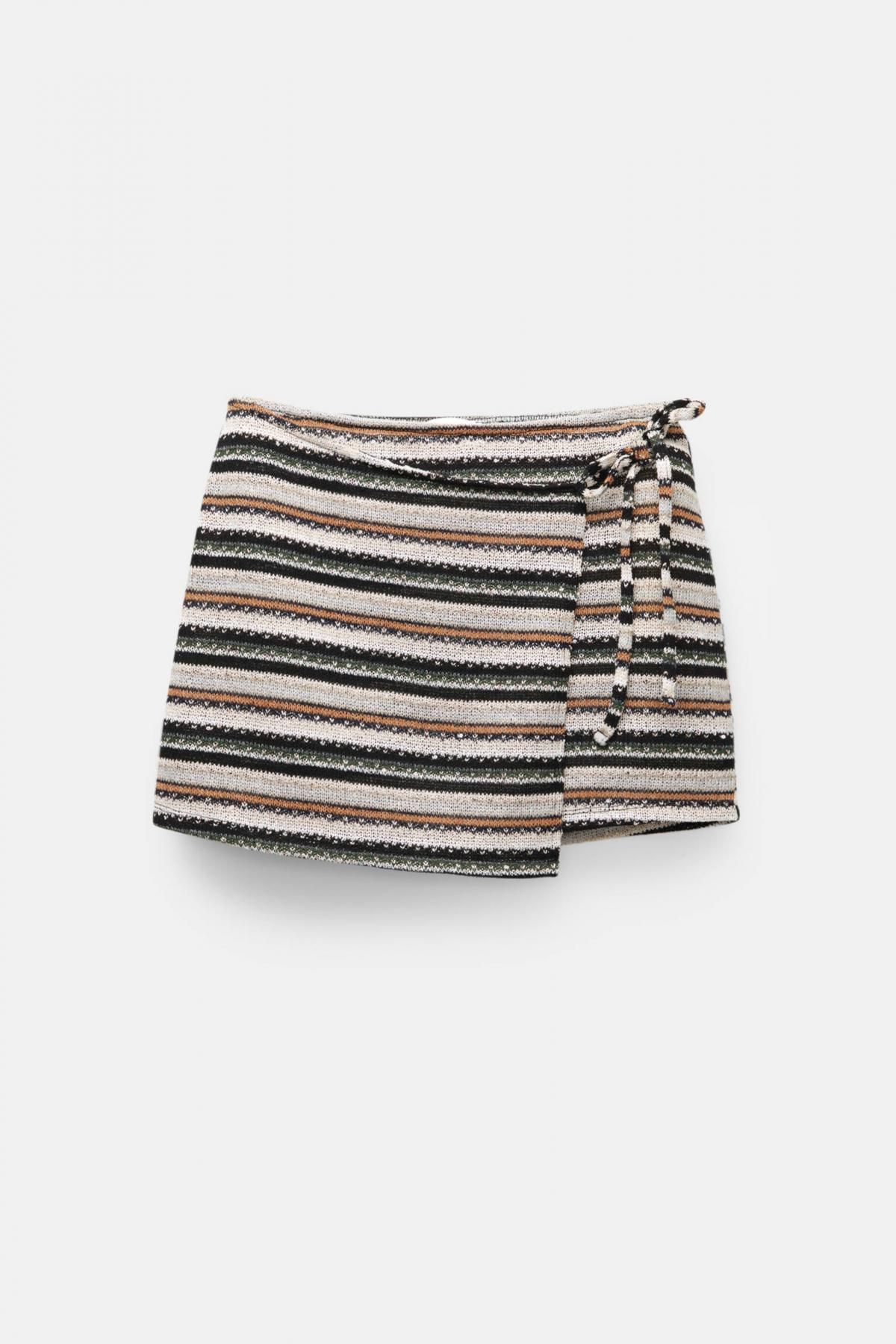 풀앤베어 스트라이프 시퀸 랩 미니 스커트 7400/313 STRIPED - 상품 이미지