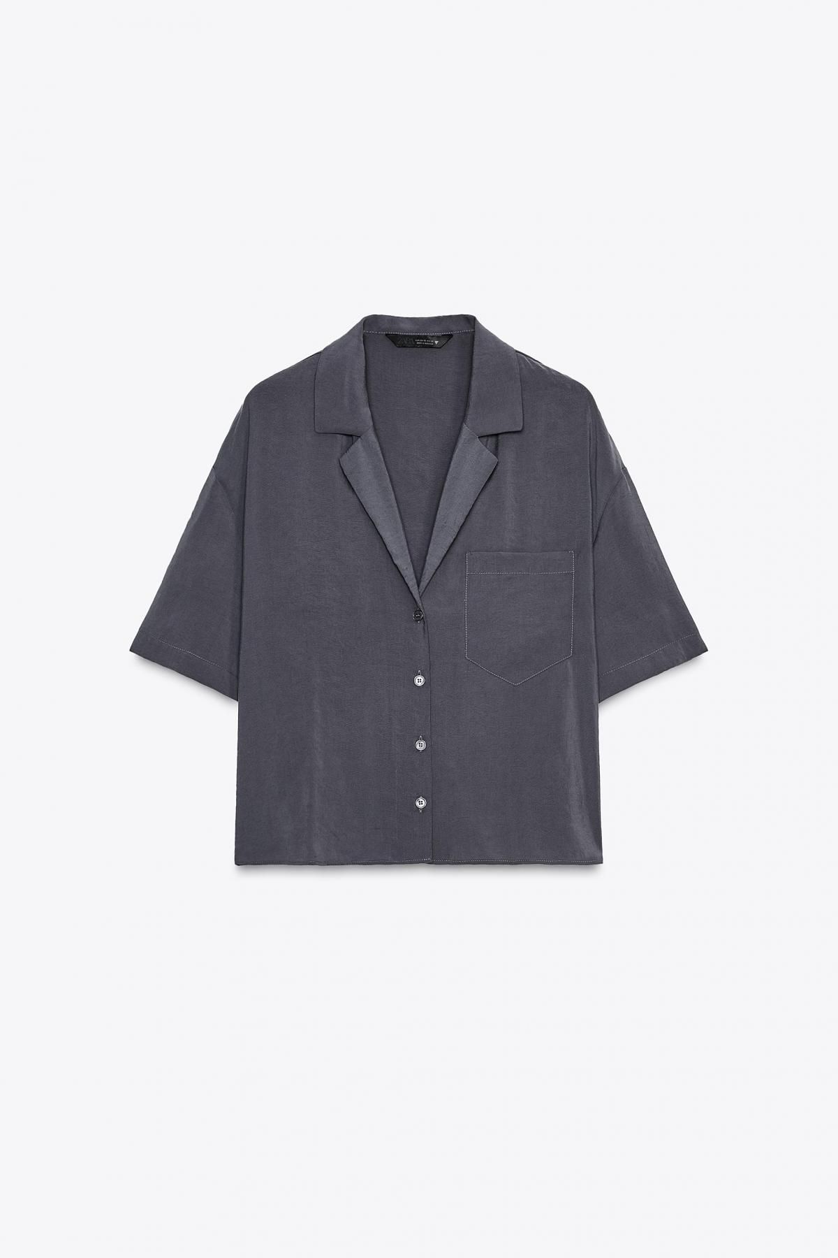 자라 플루이드 반팔 셔츠 3718/117 CHARCOAL GREY - 메인 이미지