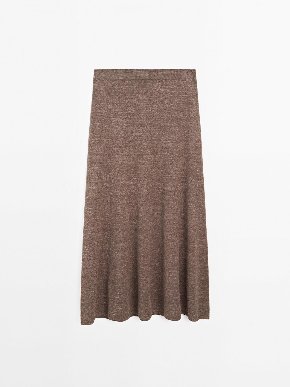 마시모두띠 린넨블렌드 롱 니트 플레어스커트 5235/686 BROWN - 메인 이미지