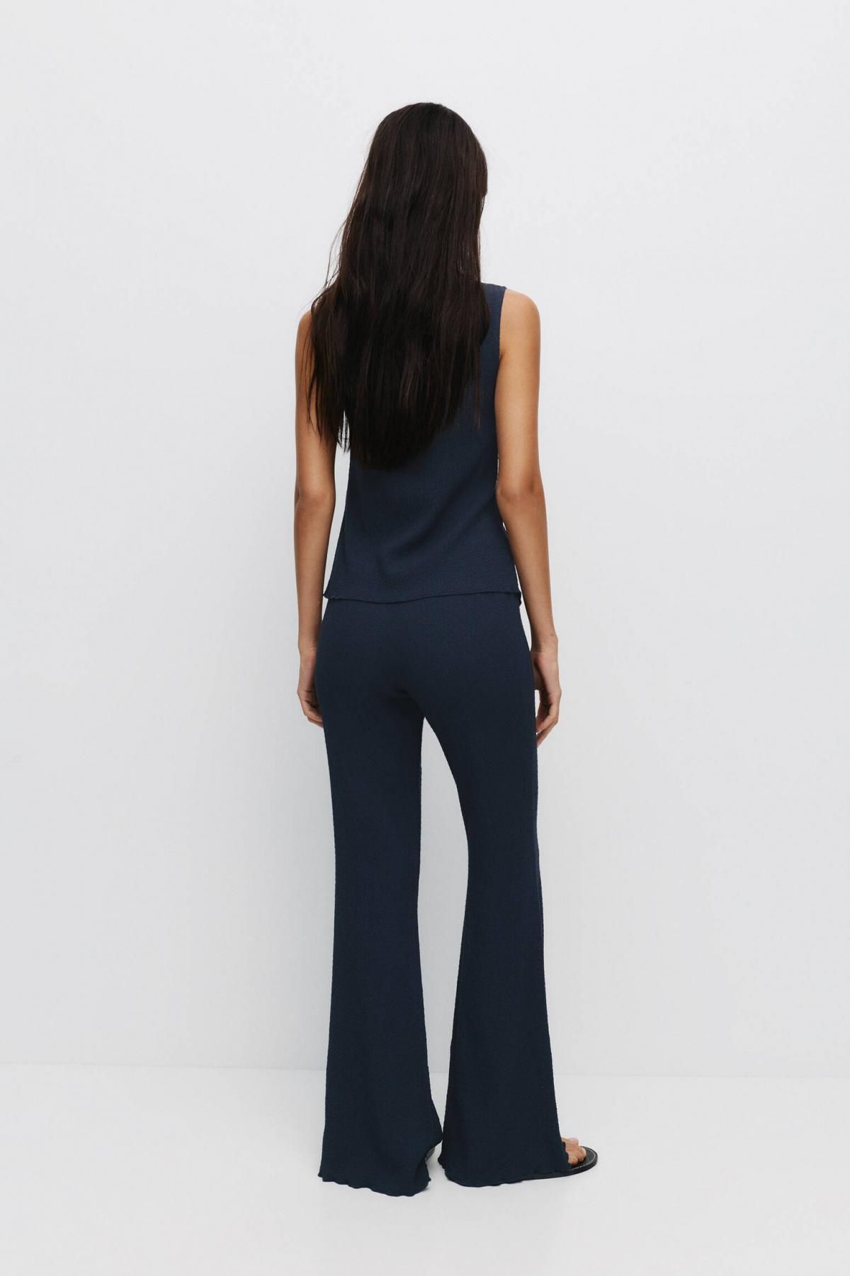 풀앤베어 네이비 크레이프 스트레이트 팬츠 7675/387 NAVY - 상세 이미지 4