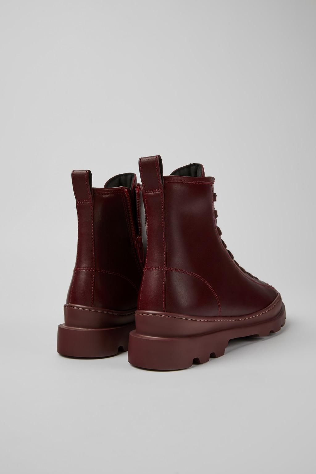 캠퍼 버건디 레더 앵클부츠 Brutus K400325-024 BURGUNDY - 상세 이미지 3