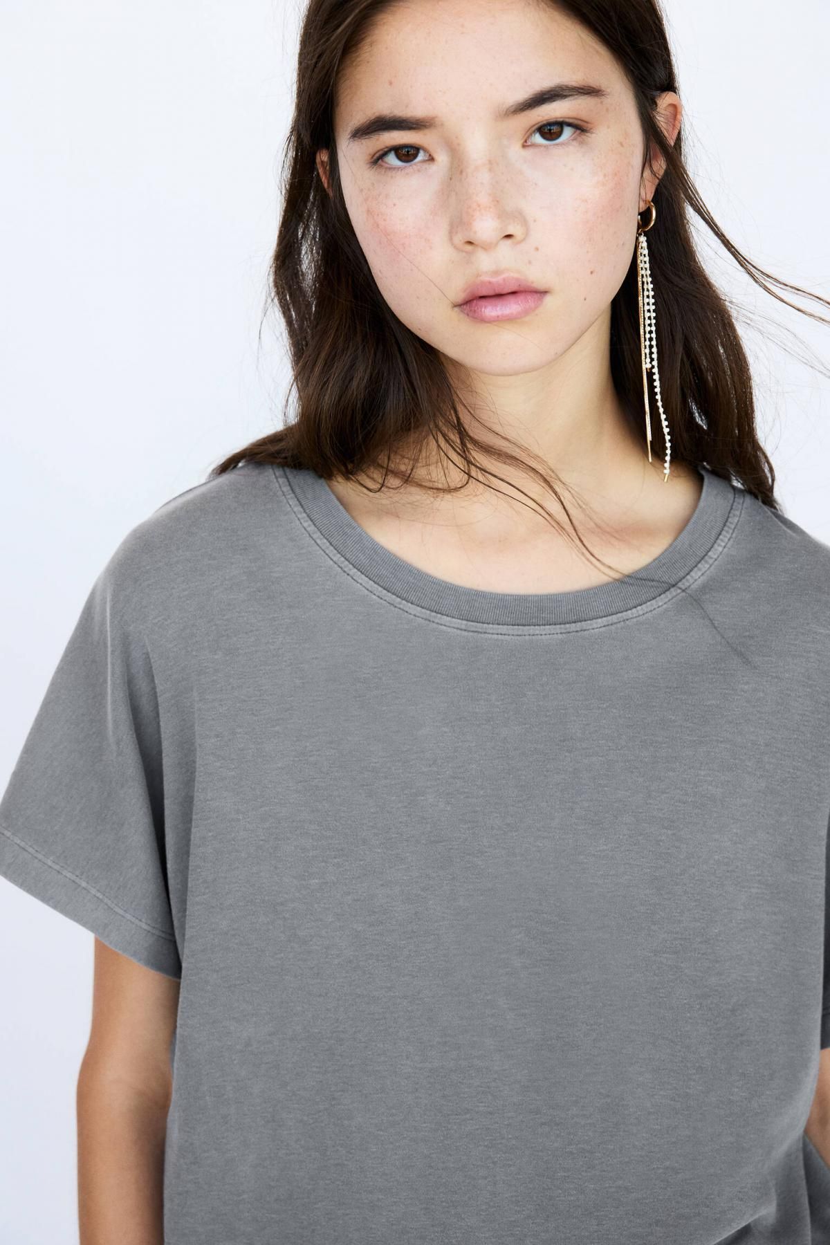 풀앤베어 오버사이즈 미니멀 라운드넥 반팔 티셔츠 3245/319 MEDIUM GREY - 상세 이미지 5