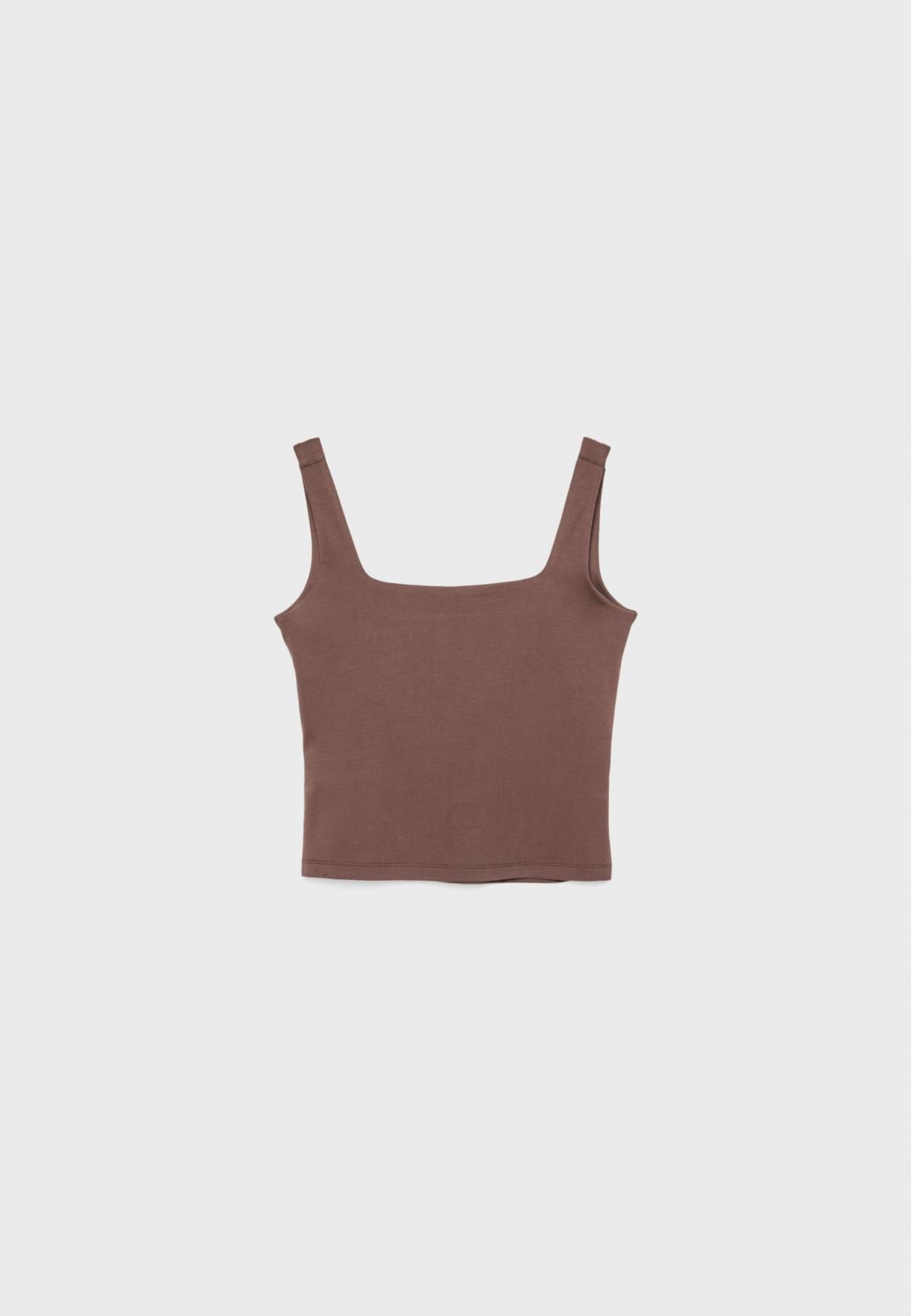 스트라디바리우스 베이직 스퀘어넥 슬림핏 민소매 탑 7695/665 BROWN - 상품 이미지