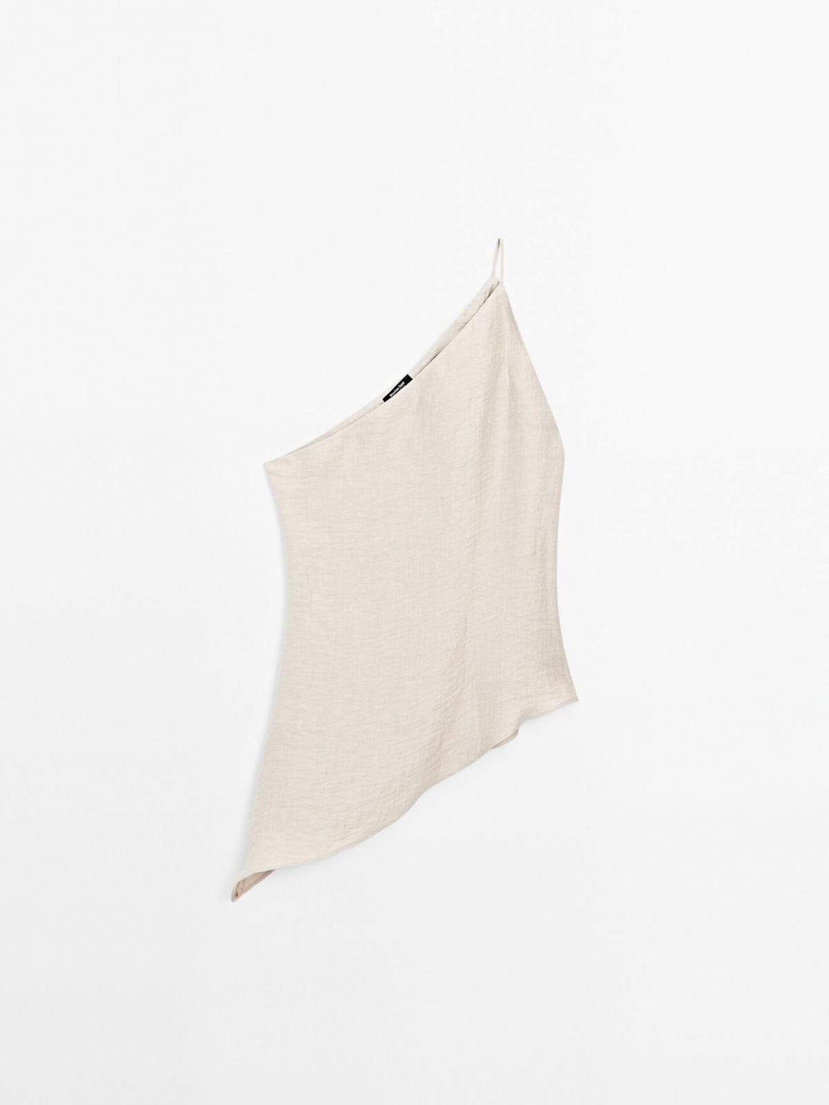 마시모두띠 라이트웨이트 비대칭 린넨블렌드 민소매 탑 5123/533 BEIGE - 상품 이미지