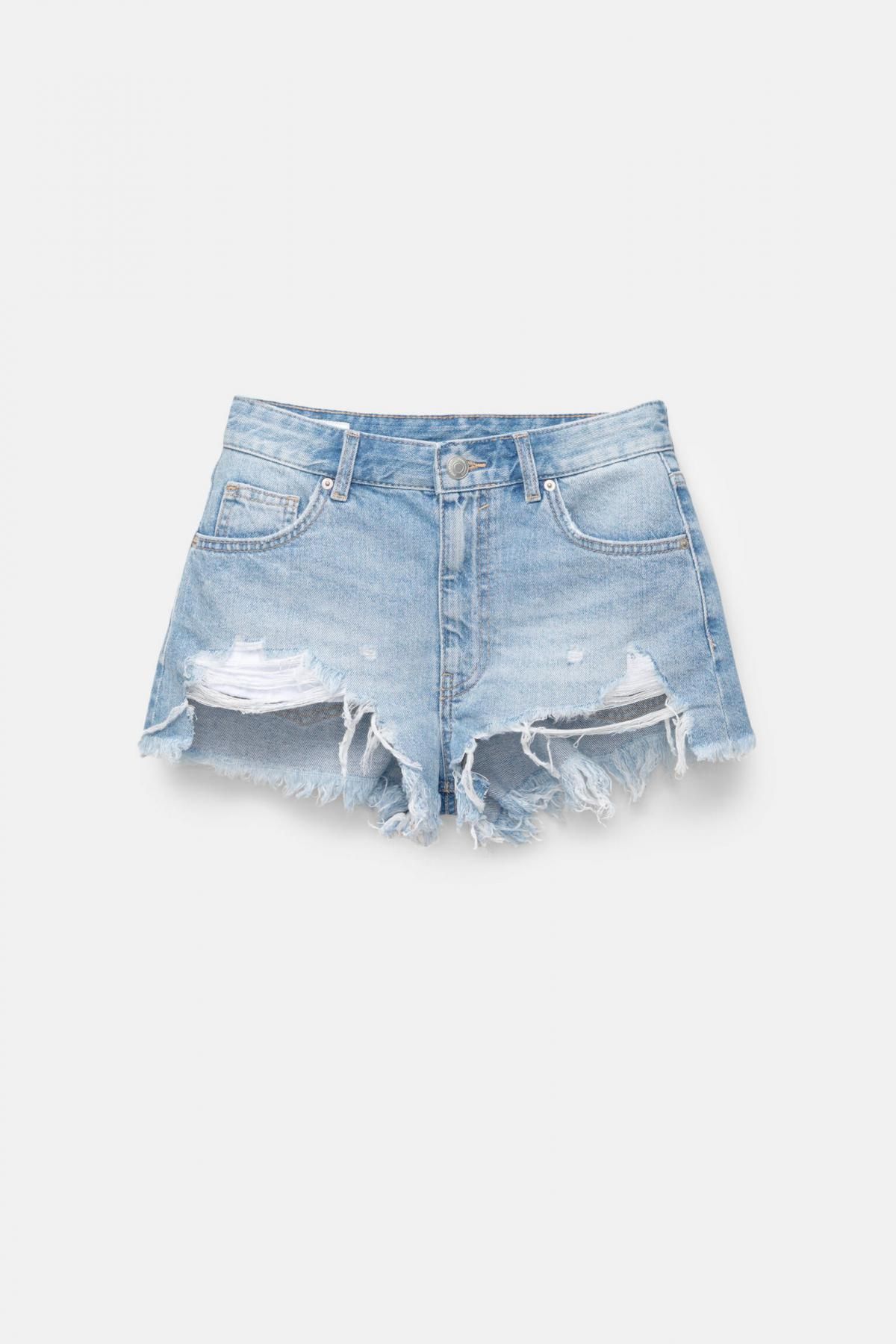 풀앤베어 빈티지 데님 숏팬츠 컷팅 밑단 7698/400 PALE BLUE - 상품 이미지