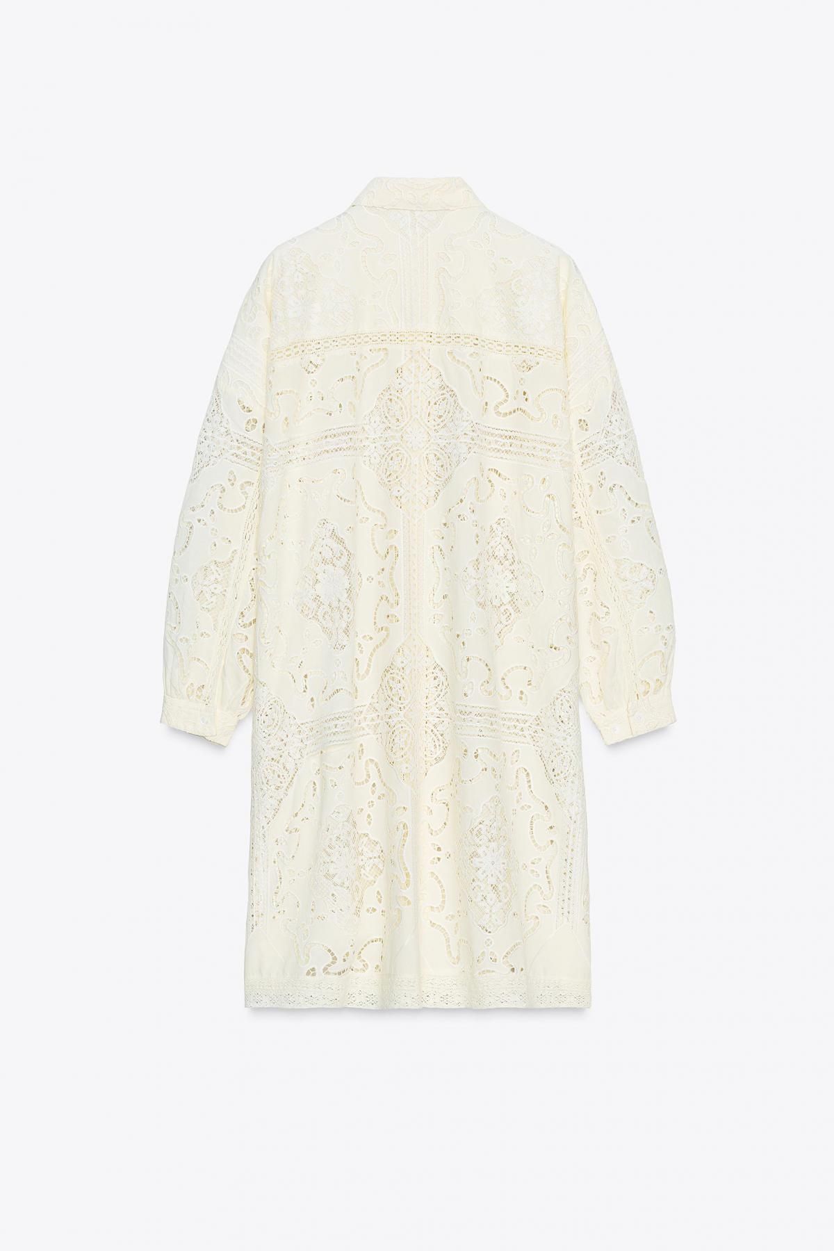 자라 레이스 자수 롱 셔츠 원피스 2731/041 BEIGE - 상세 이미지 3