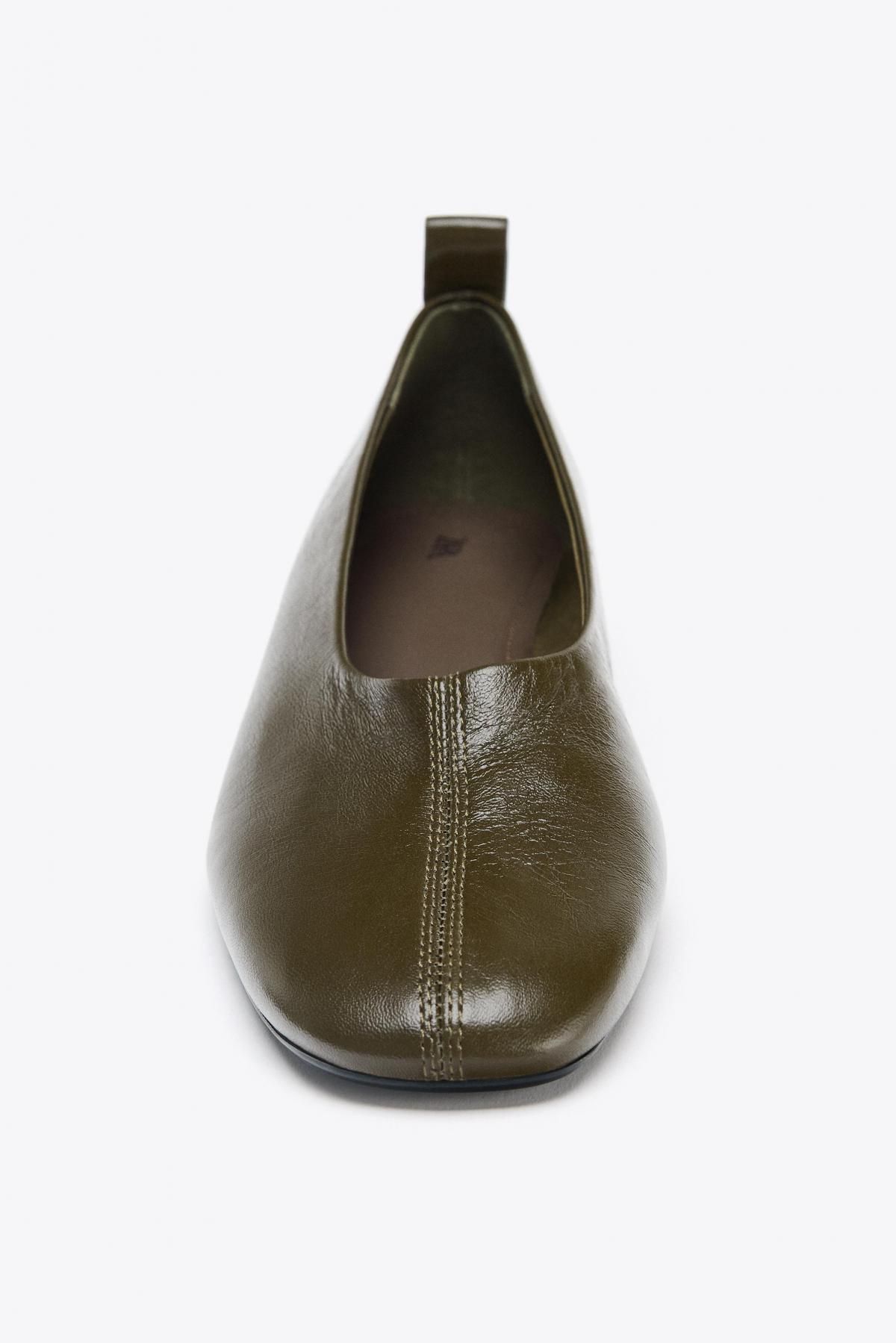 자라 페미닌 에나멜 레더 로우힐 펌프스 1541/510 KHAKI GREEN - 상세 이미지 5