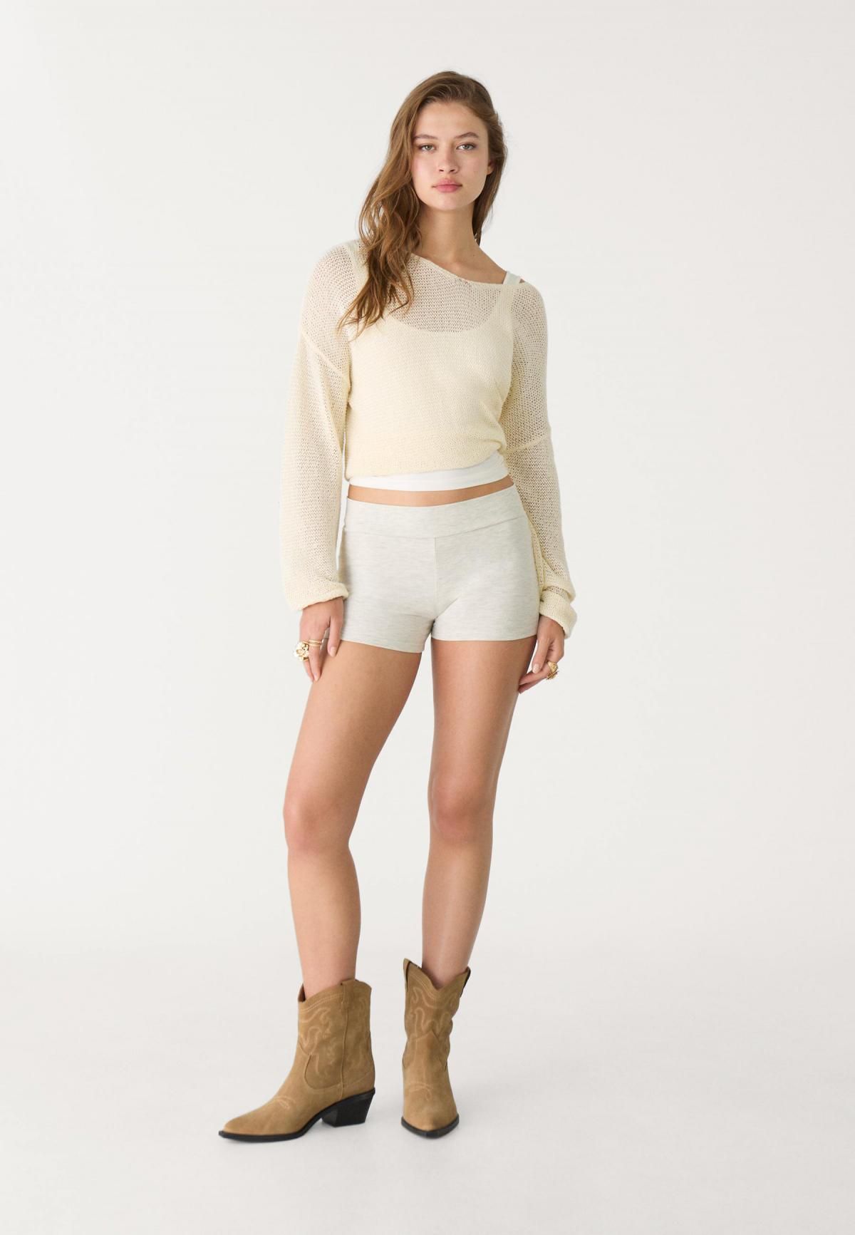 스트라디바리우스 베이직 미드라이즈 미니 쇼츠 8420/310 GREY MELANGE - 상세 이미지 4