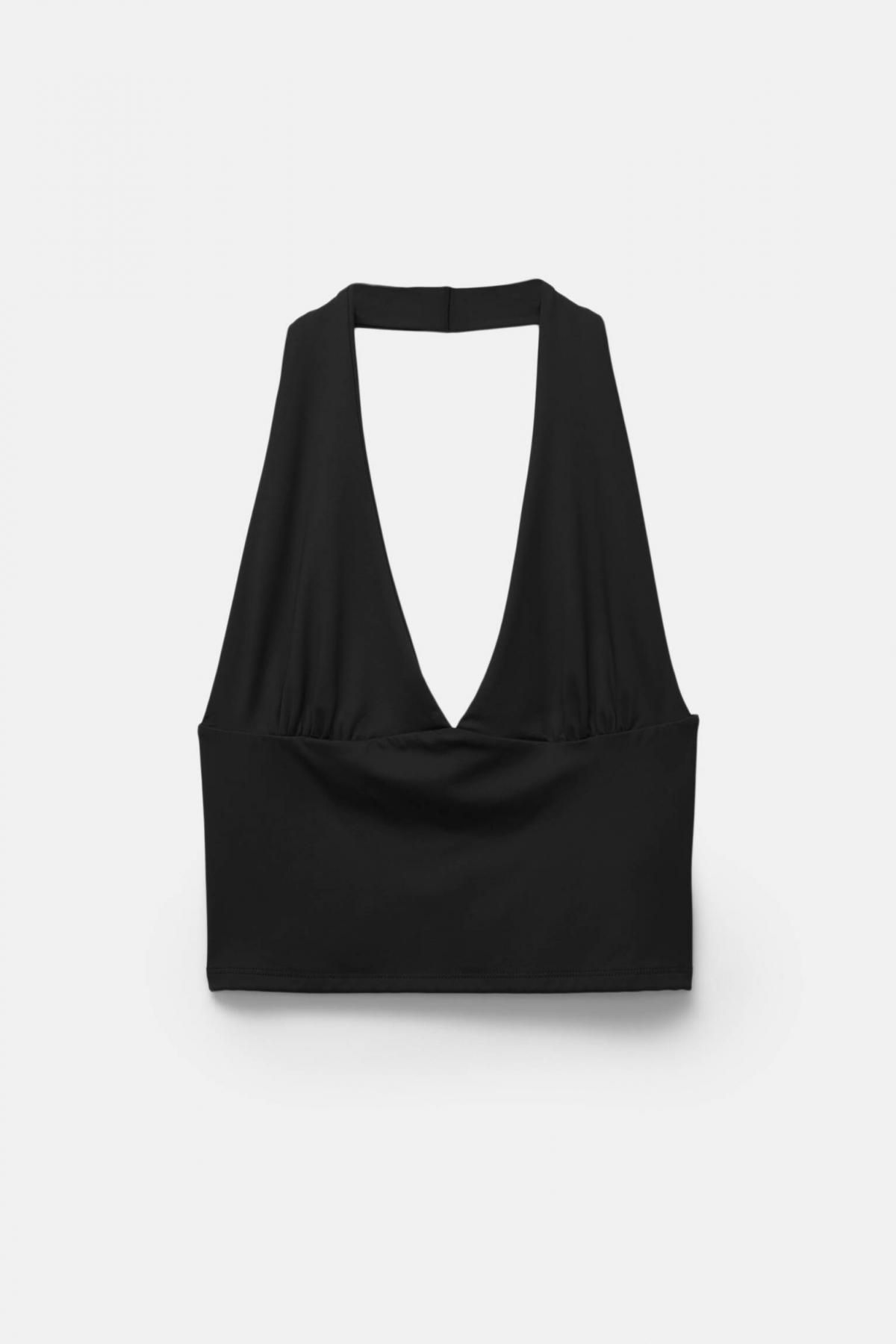 풀앤베어 백리스 홀터넥 크롭탑 오픈백 3248/350 BLACK - 메인 이미지