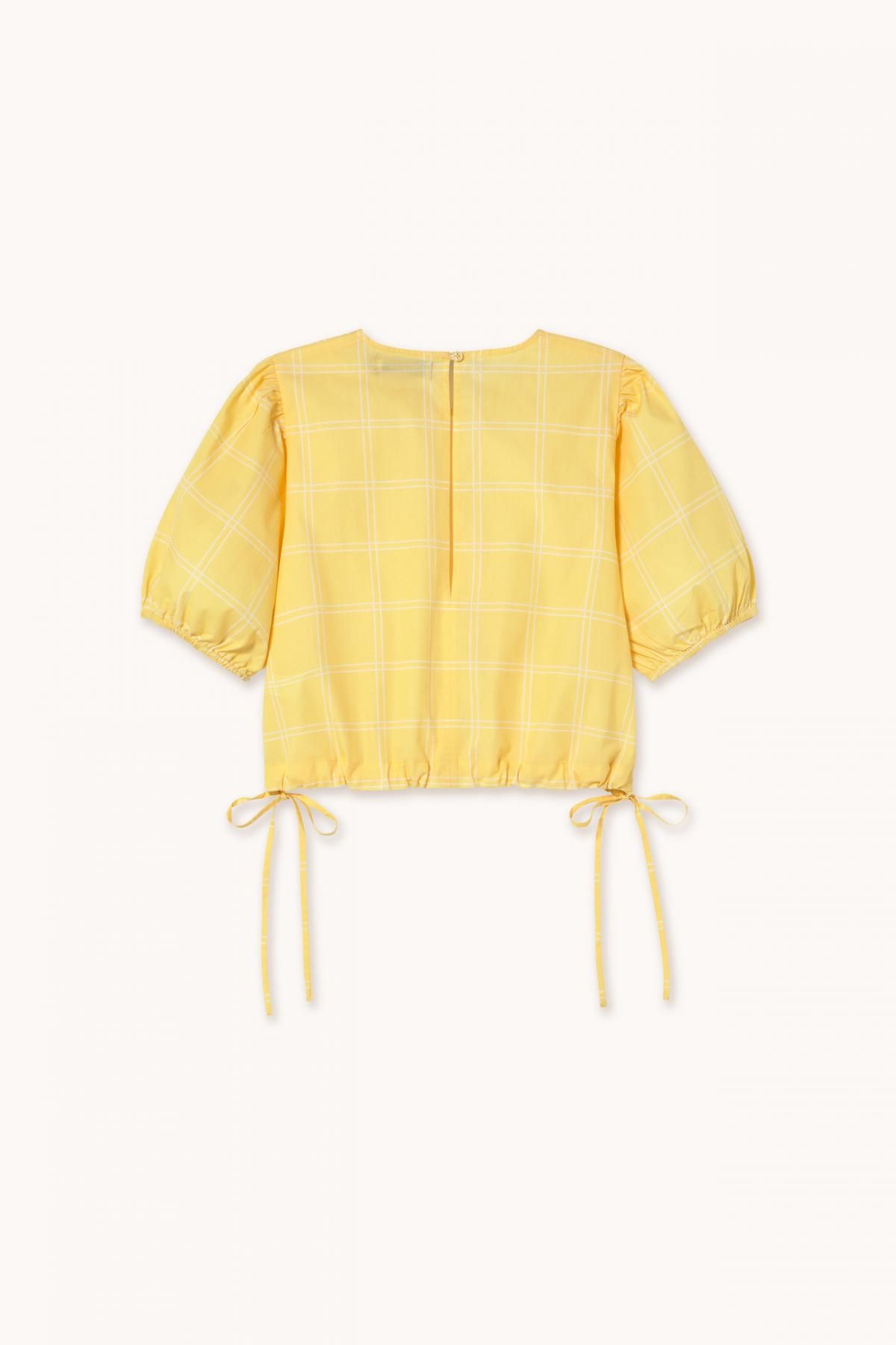 타이니코튼 체크 퍼프소매 스트링 블라우스 SS25-623N03 ONE COLOR - 상세 이미지 4