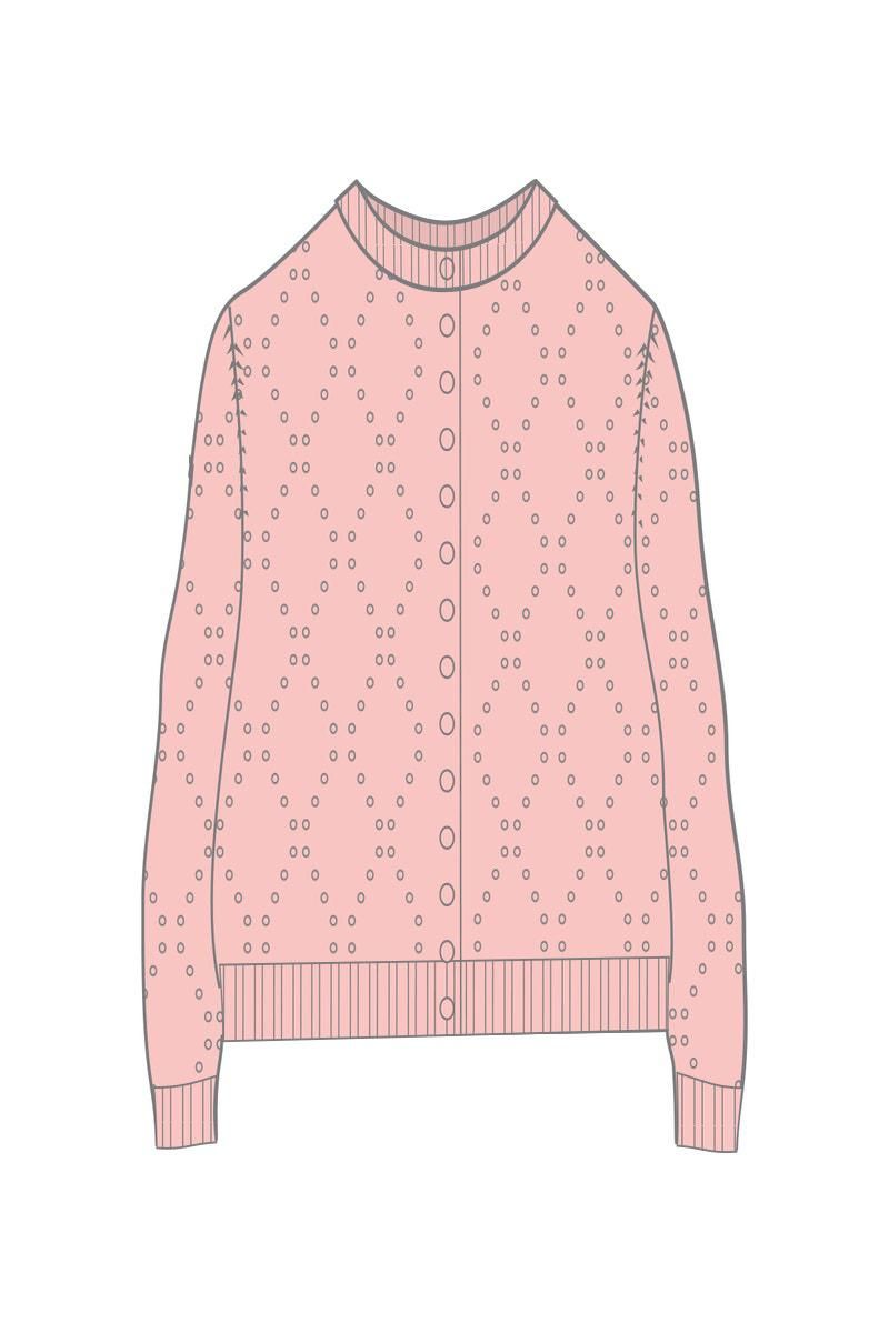 타이니코튼 다이아몬드 패턴 라운드넥 니트 카디건 라라 SS25-771R79 ROSA - 상세 이미지 2