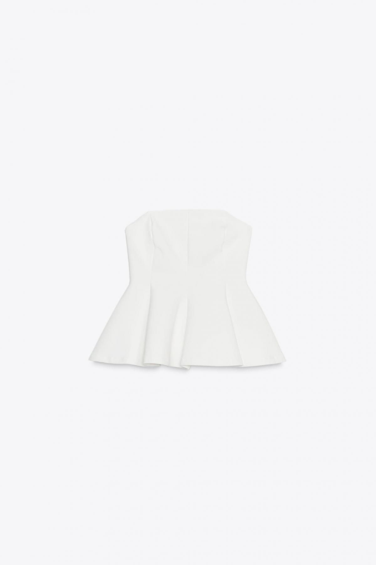 자라 엘라스틱 페플럼 탑 4174/652 WHITE - 메인 이미지
