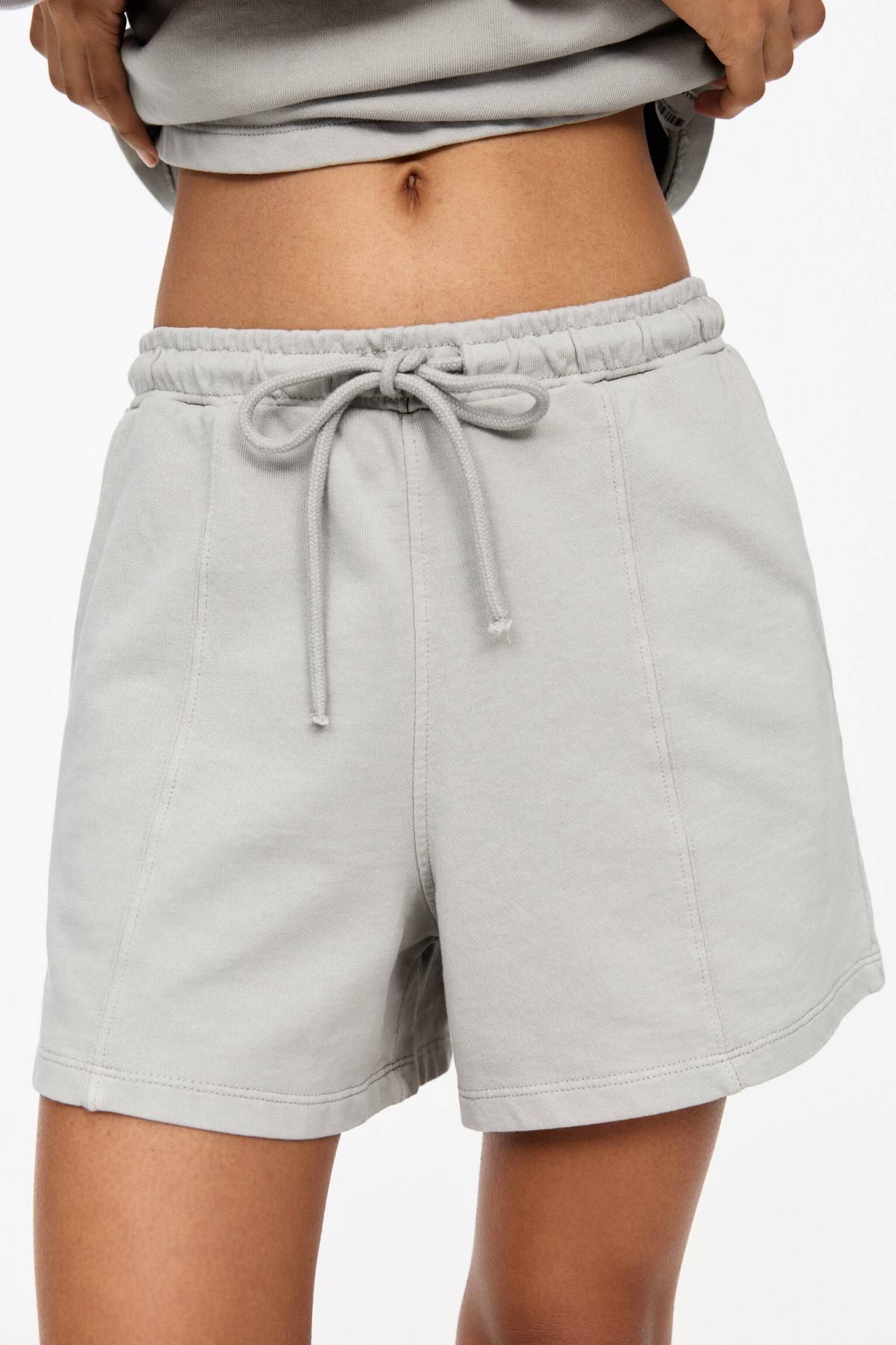 풀앤베어 코튼 와이드핏 트랙수트 반바지 웨이스트밴드 심플 심 디테일 7696/301 PEARL GREY - 상세 이미지 4