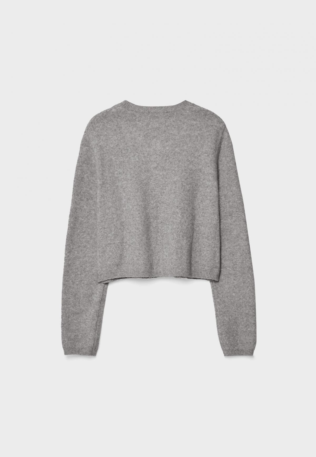 스트라디바리우스 버튼 소프트 라운드넥 니트 크롭 카디건 5015/479 GREY MELANGE - 상세 이미지 2