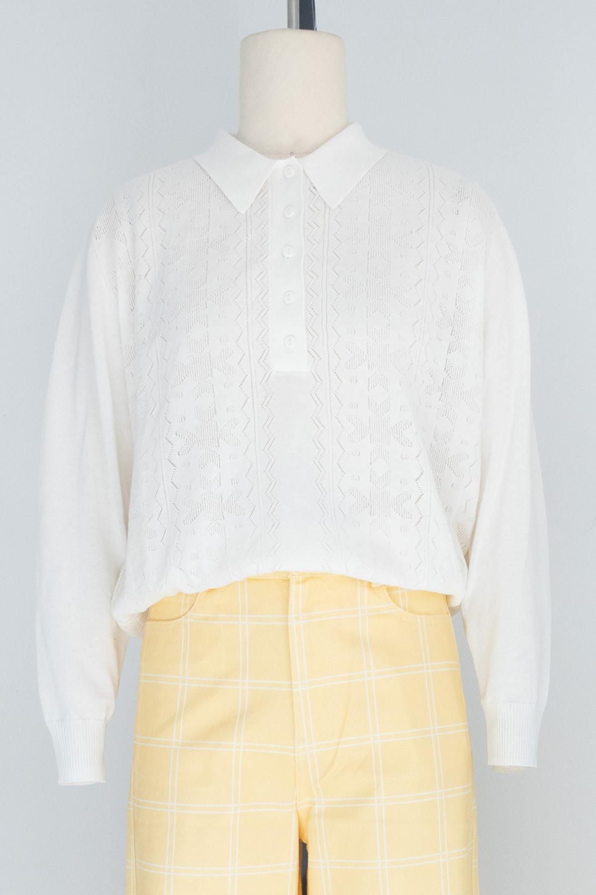 타이니코튼 미니멀 카라 니트 JERSEY FRANK CALADO SS25-772104 BLANCO - 상세 이미지 5
