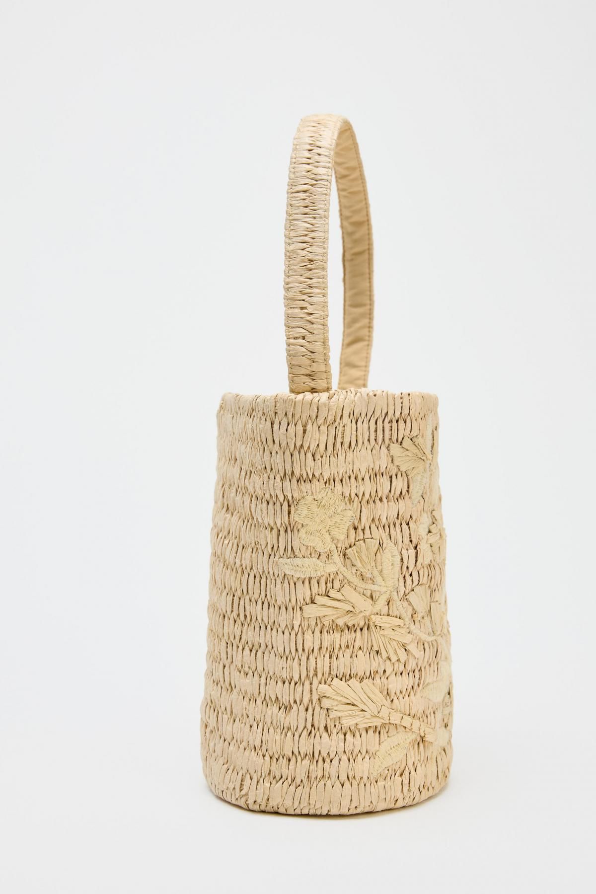자라 브레이드 디자인 라탄 버킷백 6014/610 LIGHT BEIGE