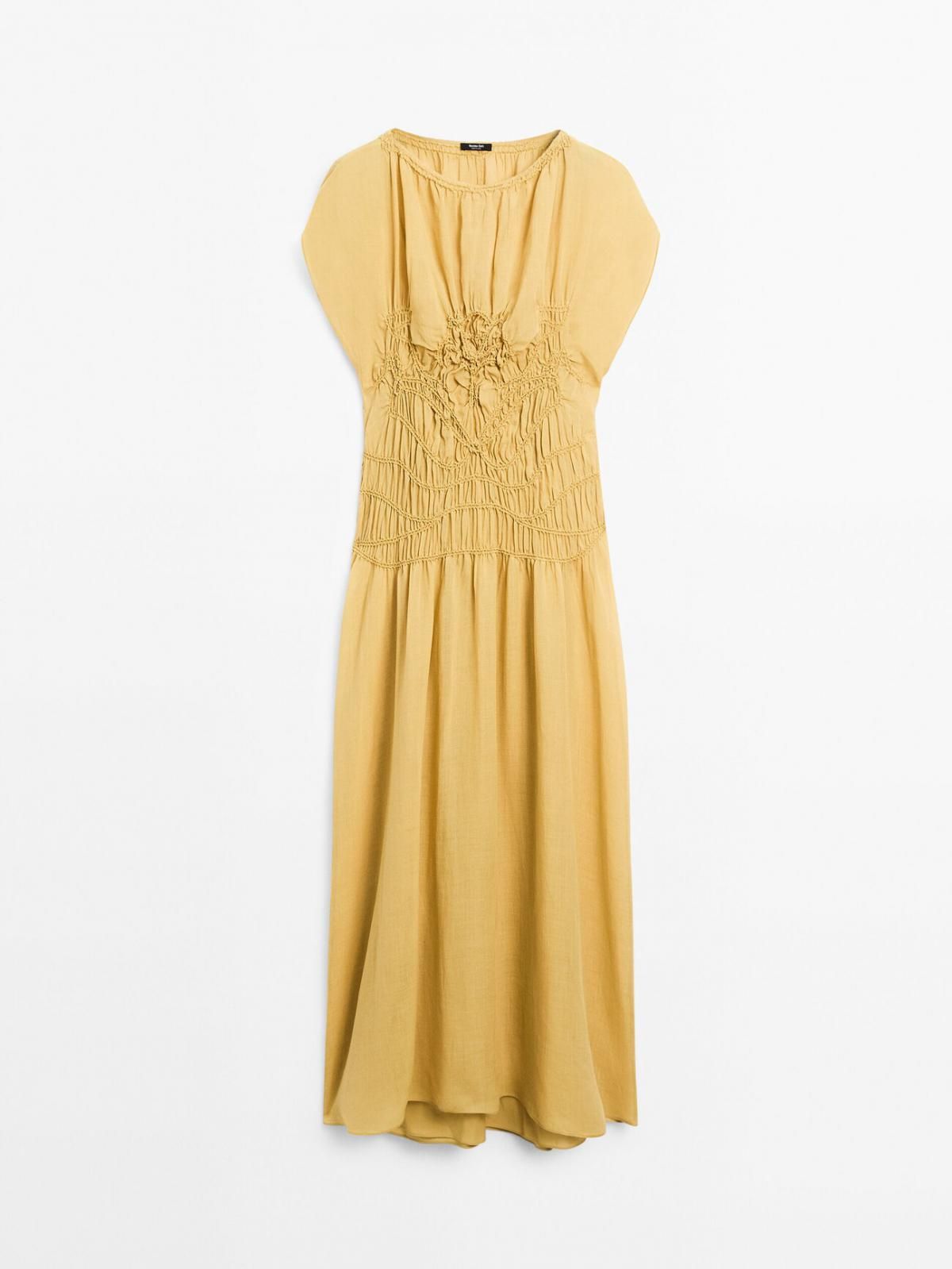 마시모두띠 플레어 자수 미디 원피스 6665/588 MUSTARD YELLOW - 상품 이미지