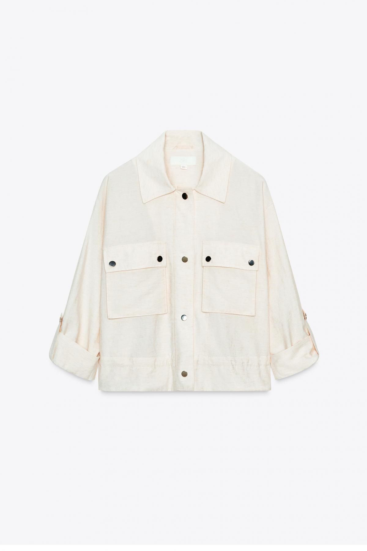 자라 테크니컬 오버핏 반팔 사파리 셔츠 7996/876 LIGHT BEIGE - 메인 이미지