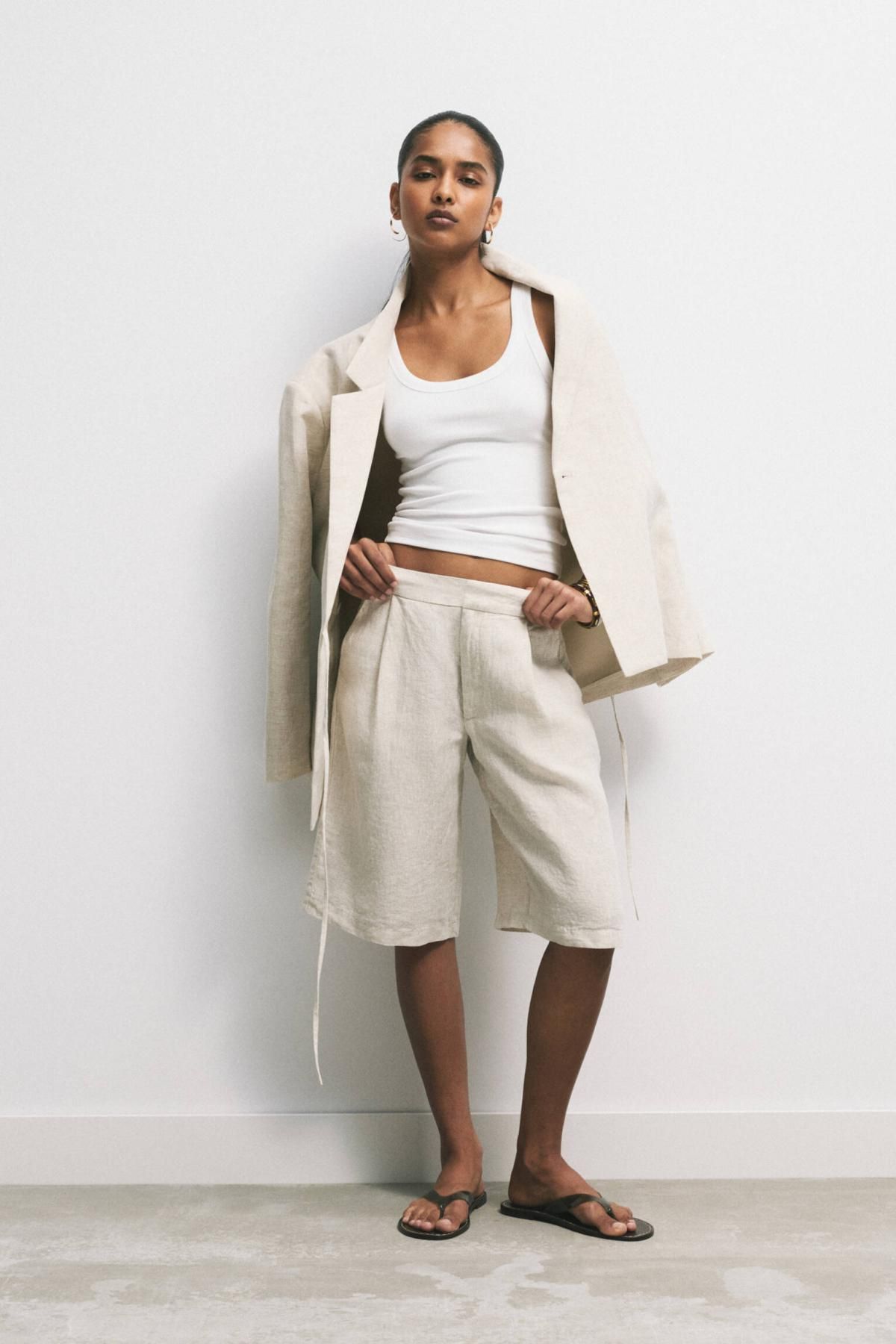 풀앤베어 내추럴 린넨 버뮤다 팬츠 7696/317 TAN - 상세 이미지 2