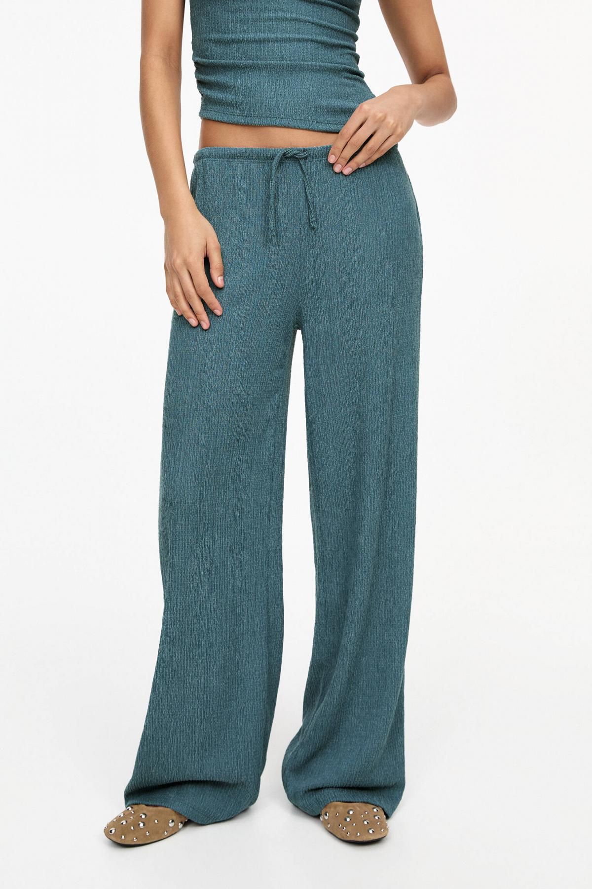 풀앤베어 릴렉스핏 크레이프 와이드 팬츠 3680/370 WATER BLUE - 상품 이미지