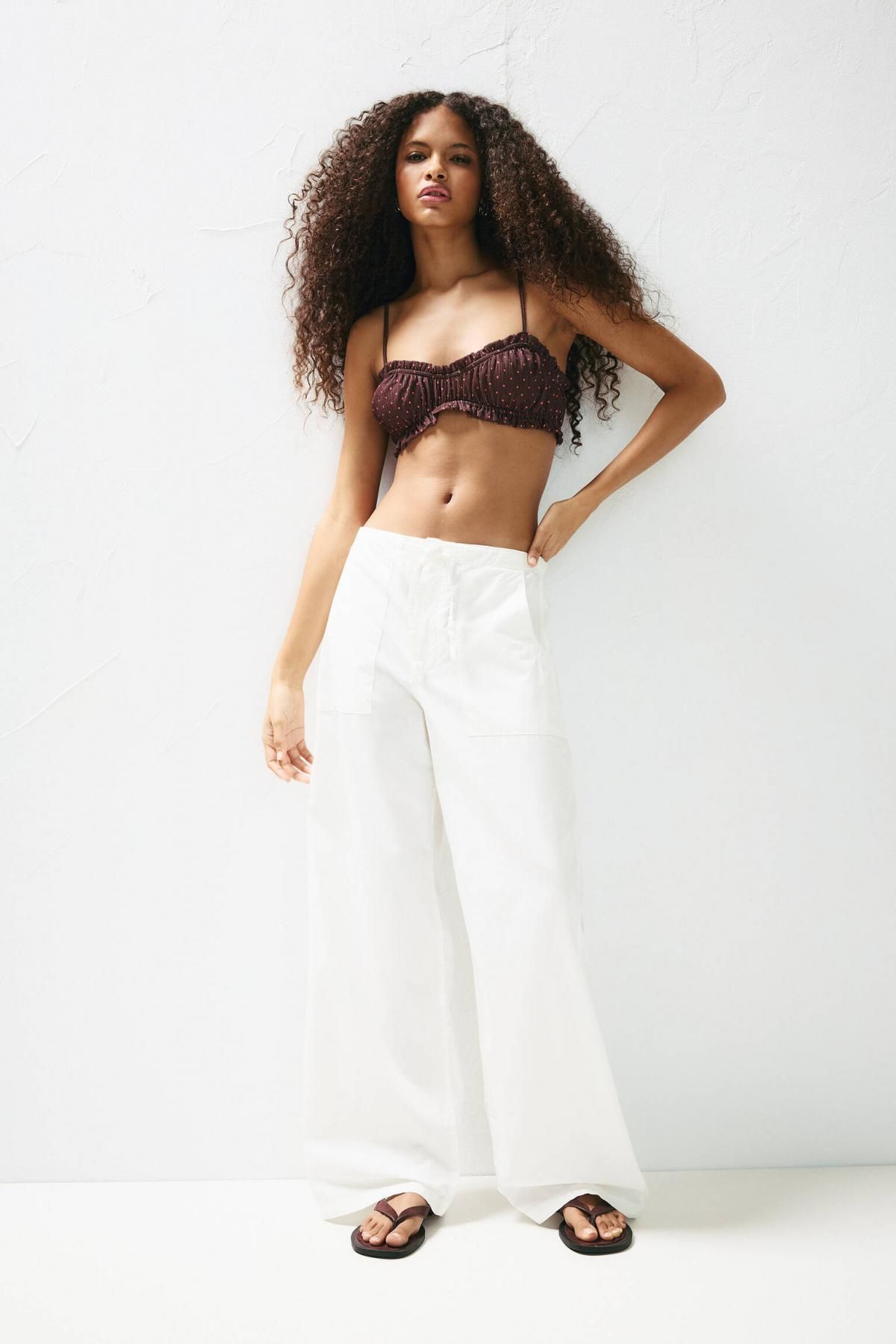 풀앤베어 코튼 와이드 배기 팬츠 7675/315 WHITE - 상세 이미지 3