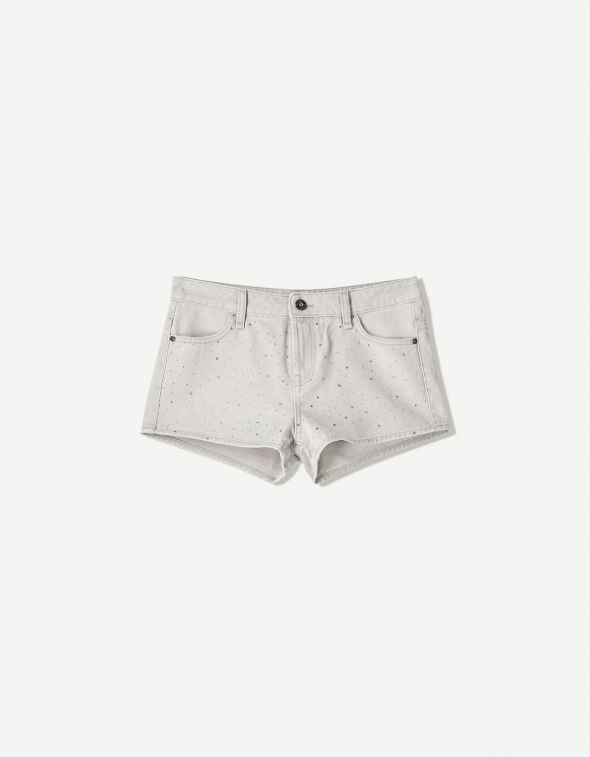 버쉬카 글리터링 라인스톤 데님 숏팬츠 8342/054 GREY - 상품 이미지