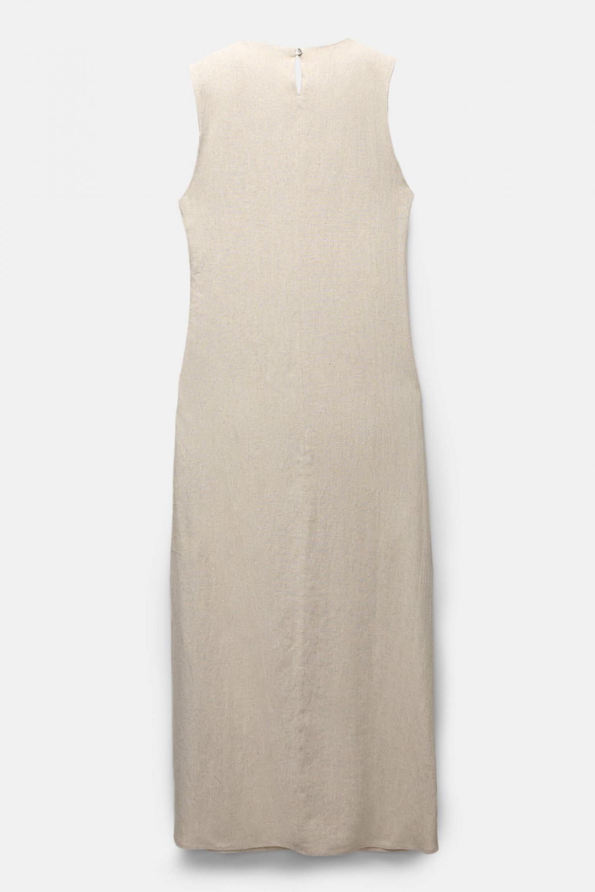 풀앤베어 미니멀 셔링 미디 원피스 민소매 라운드넥 7394/200 BEIGE - 상세 이미지 3