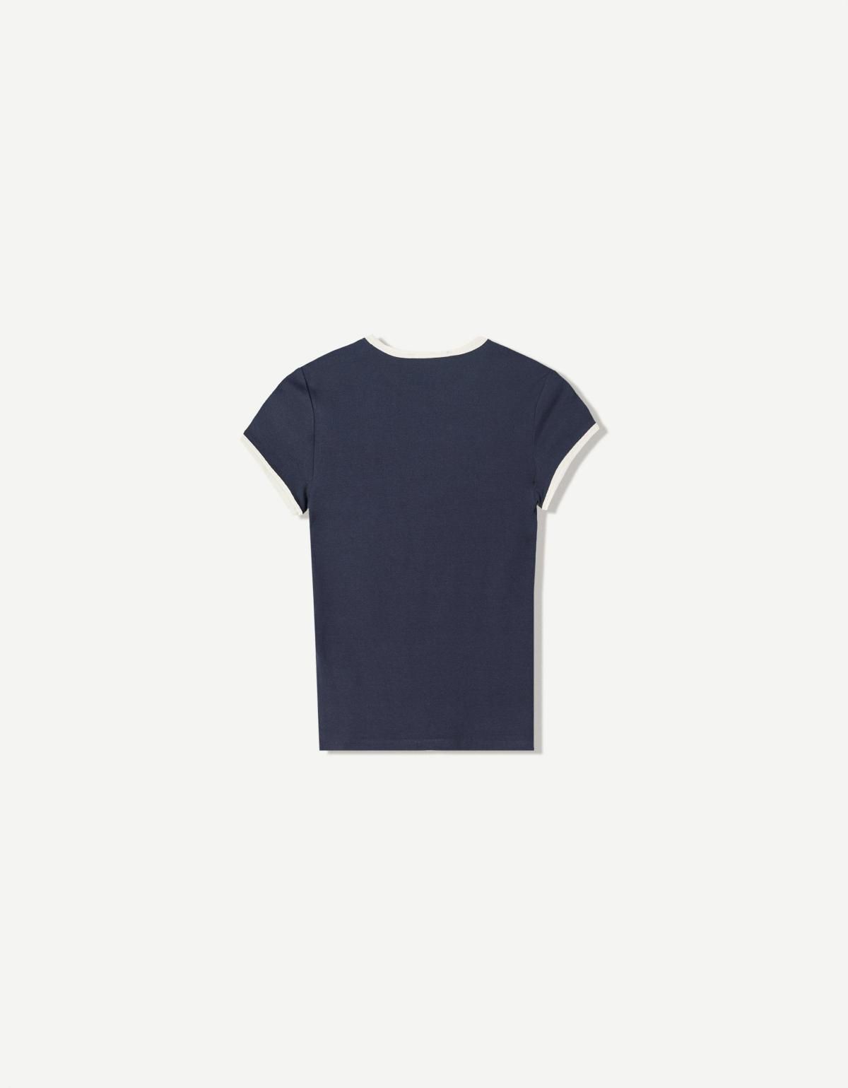 버쉬카 배색 크루넥 반팔 티셔츠 7541/152 NAVY - 상세 이미지 4