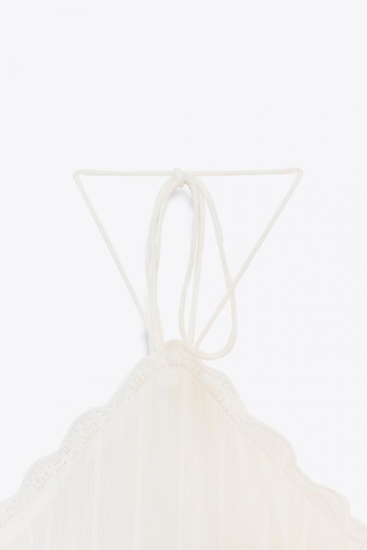자라 러플 미니 홀터 원피스 5107/314 OYSTER-WHITE 이미지 6