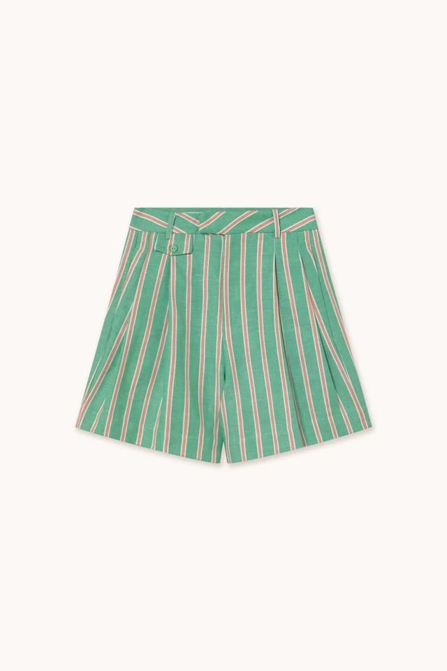 타이니코튼 스트라이프 하이웨이스트 핀턱 숏팬츠 SS25-690M25 ONE COLOR - 상품 이미지