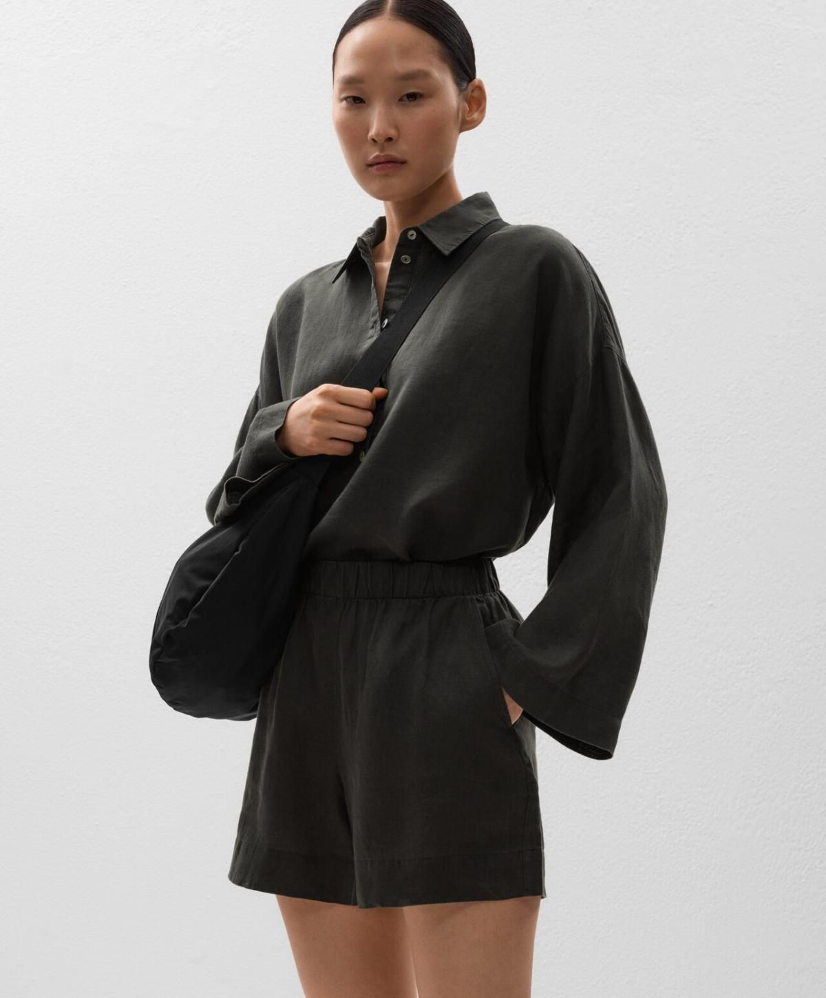 오이쇼 린넨 100 내추럴 버뮤다 반바지 3342/874 ANTHRACITE - 상세 이미지 5