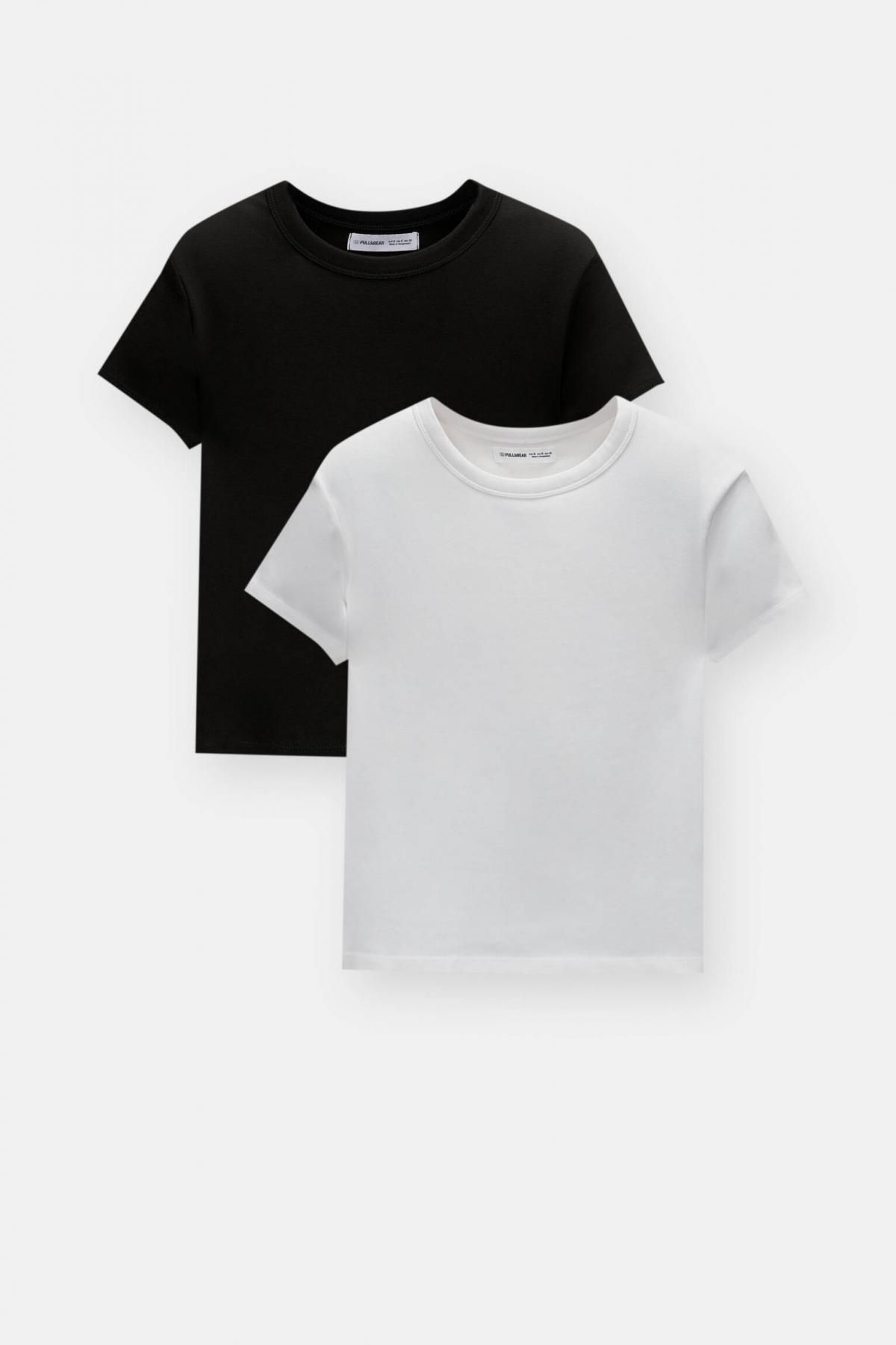 풀앤베어 미니멀 베이직핏 반팔 티셔츠 2팩 3245/428 WHITE/BLACK - 상품 이미지
