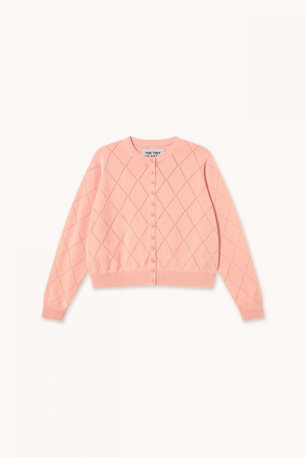타이니코튼 다이아몬드 패턴 라운드넥 니트 카디건 라라 SS25-771R79 ROSA - 메인 이미지