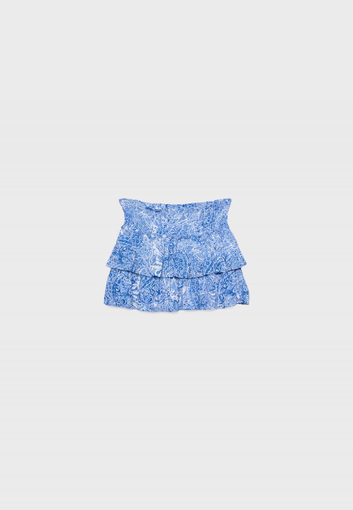 스트라디바리우스 러플 플라워 스모크 밴딩 미니 스커트 1369/476 ROYAL BLUE - 상세 이미지 2