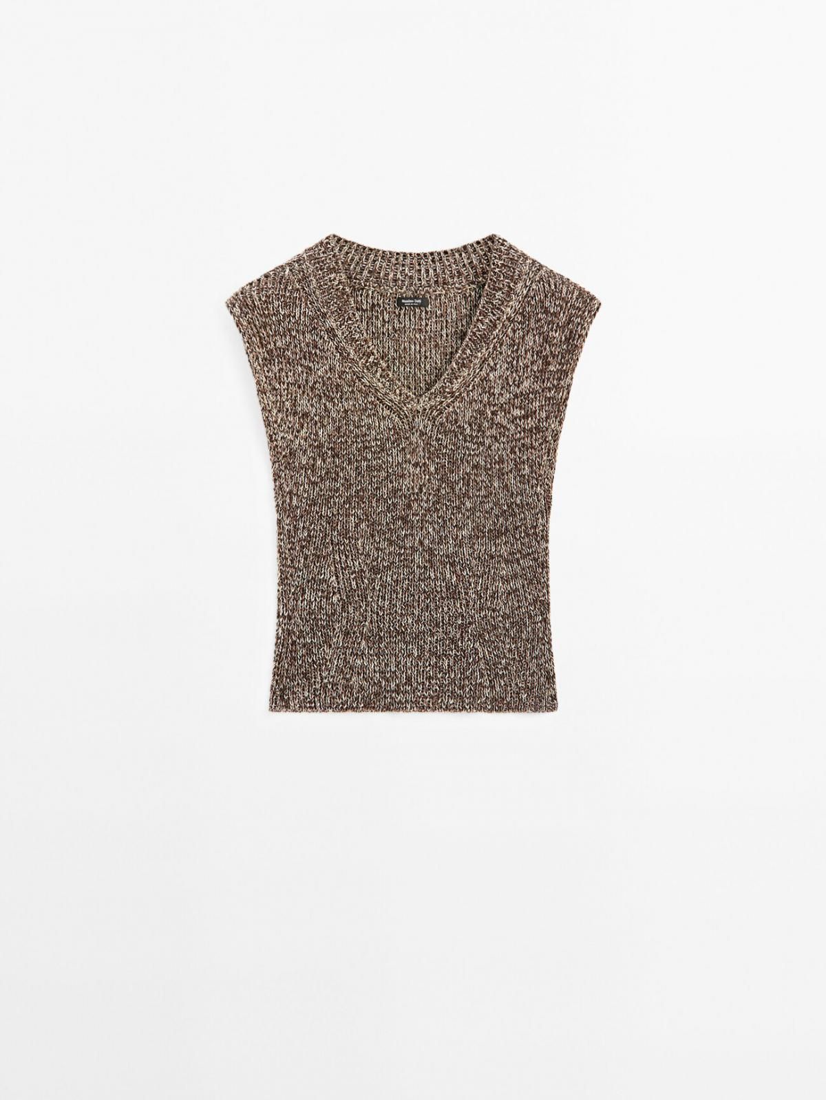 마시모두띠 트렌디 브이넥 니트 민소매 탑 5691/733 BROWN - 메인 이미지