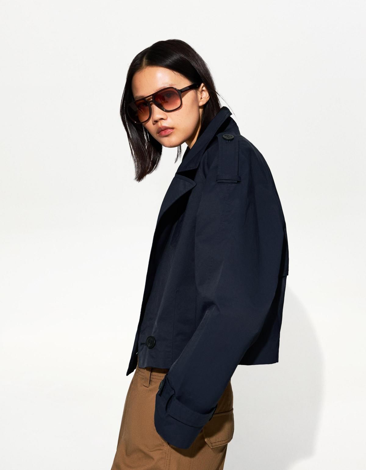 버쉬카 숏 트렌치 재킷 1421/085 NAVY - 상세 이미지 5
