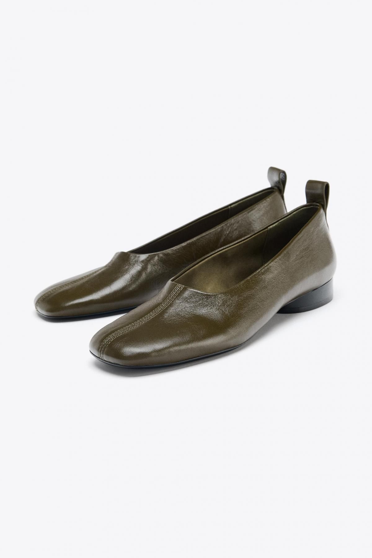 자라 페미닌 에나멜 레더 로우힐 펌프스 1541/510 KHAKI GREEN - 상세 이미지 4