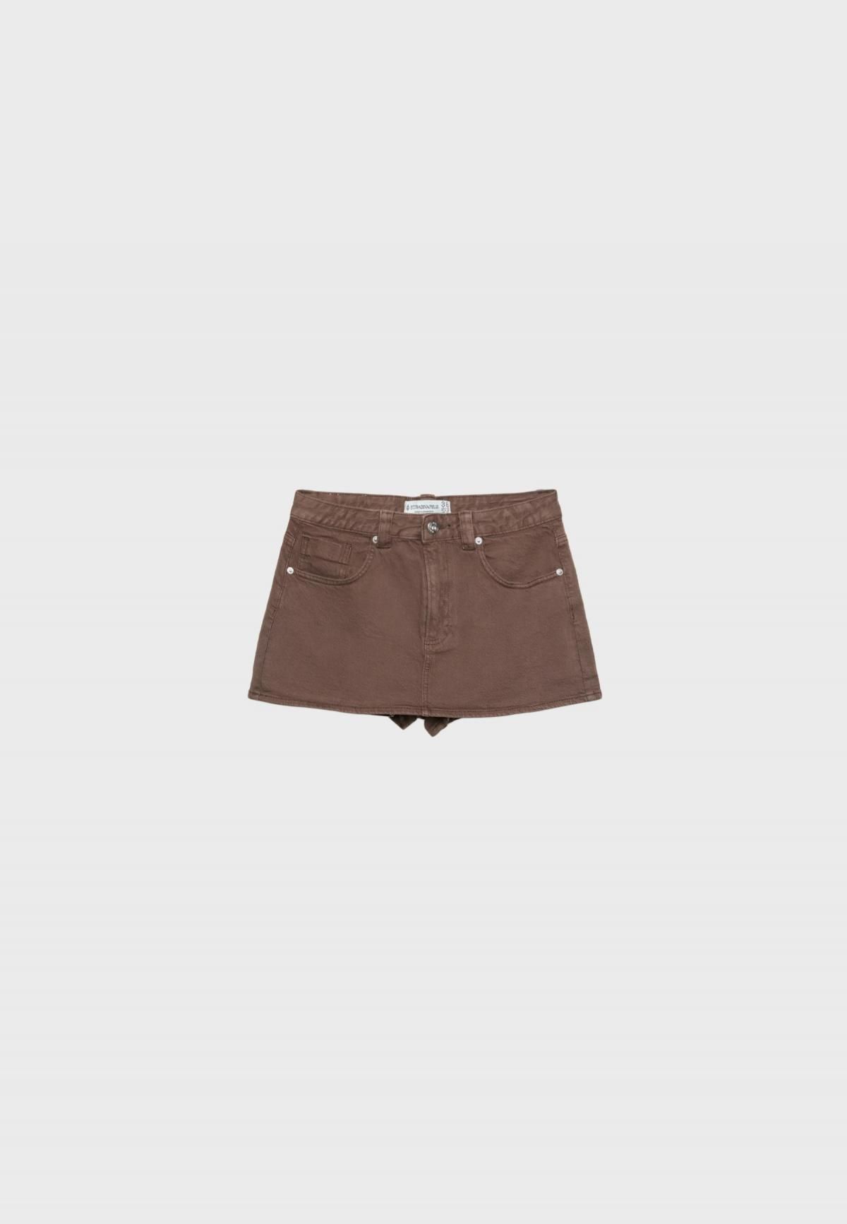 스트라디바리우스 트렌디 미드라이즈 데님 스커트 팬츠 D62 1283/660 BROWN - 상품 이미지