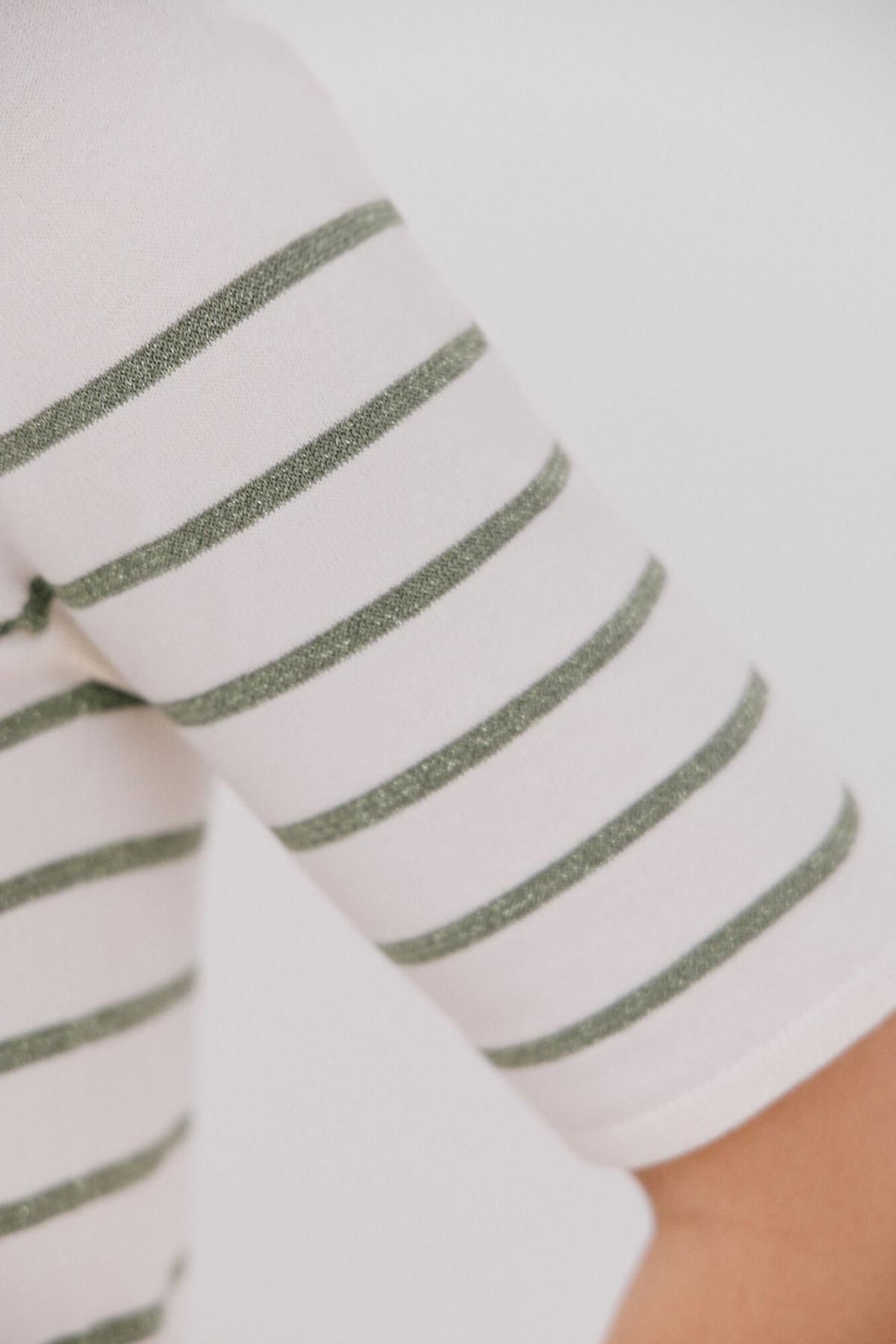 꼬르떼피엘 메탈릭 스트라이프 라운드넥 반팔 니트 6212594 KAKI - 상세 이미지 5
