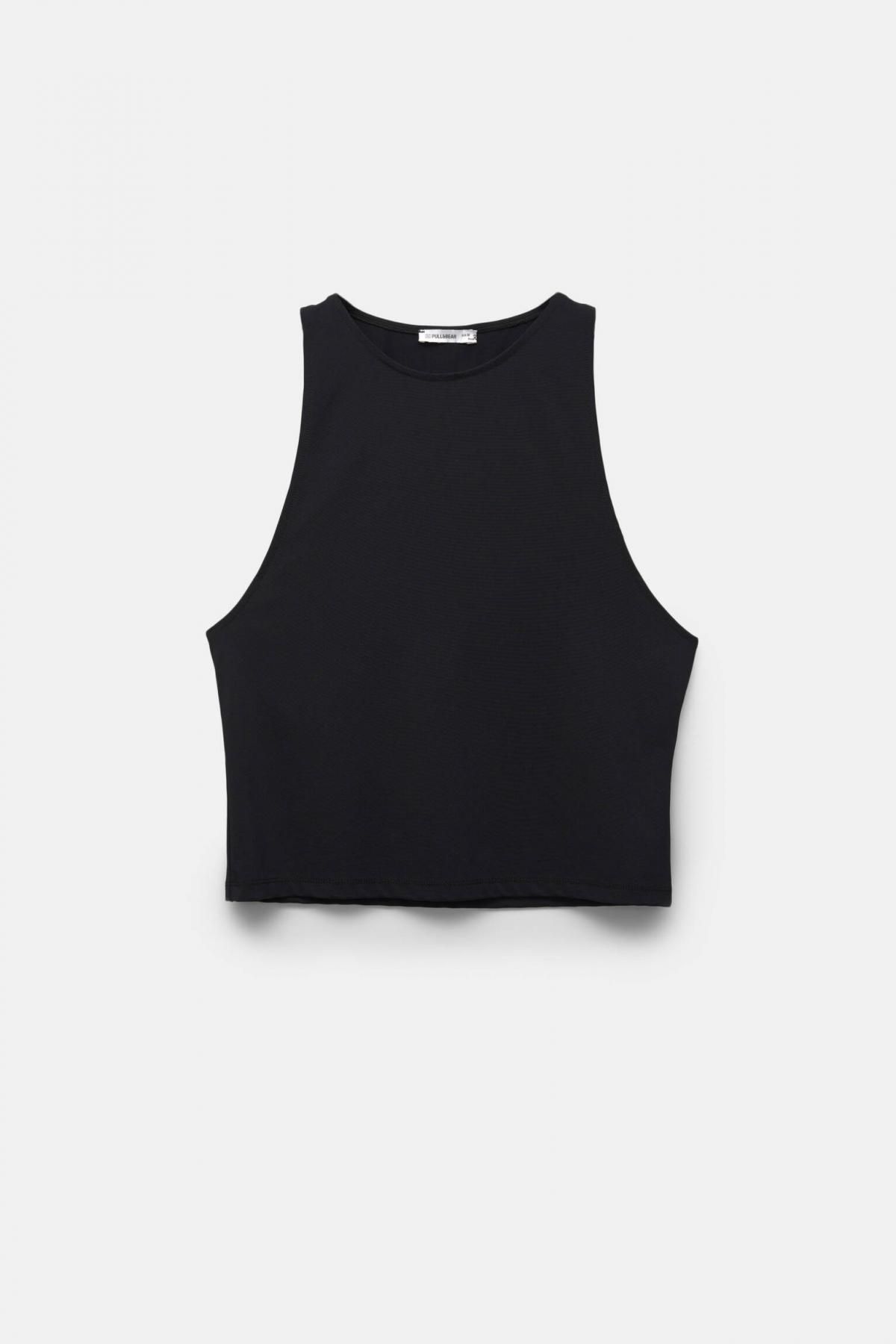 풀앤베어 베이직 크롭 테크니컬 폴리아미드 민소매 탑 3248/300 BLACK - 상품 이미지