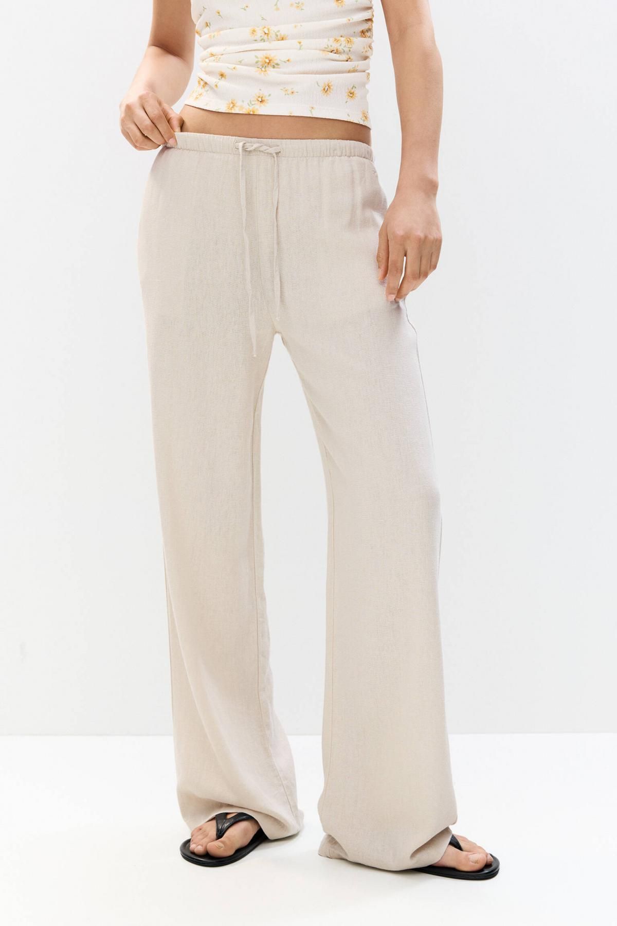 풀앤베어 린넨블렌드 와이드 조거 팬츠 3680/350 SAND - 상품 이미지
