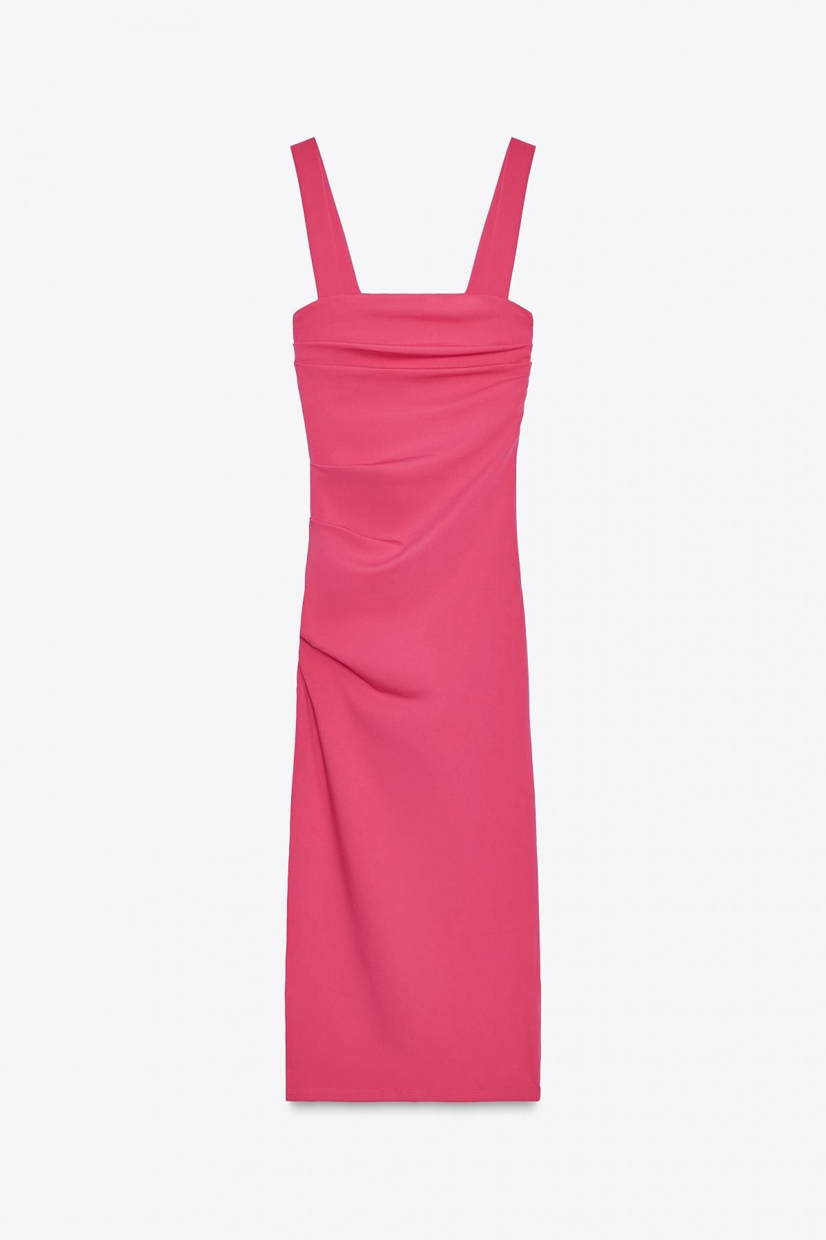 자라 핑크 플리츠 미디 원피스 3641/848 FUCHSIA - 메인 이미지