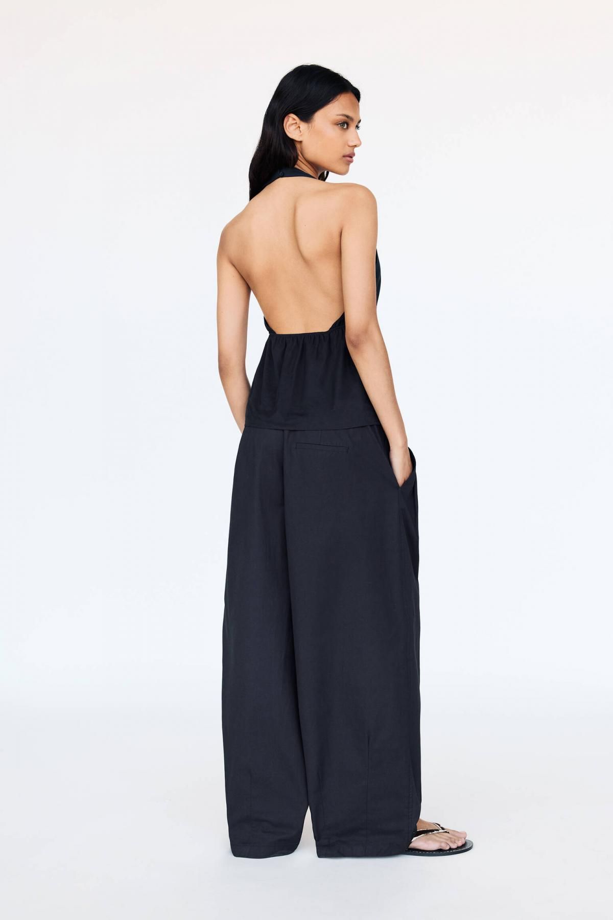 풀앤베어 와이드핏 배럴 팬츠 엘라스틱 웨이스트 밴딩 100코튼 7675/316 NAVY - 상세 이미지 4