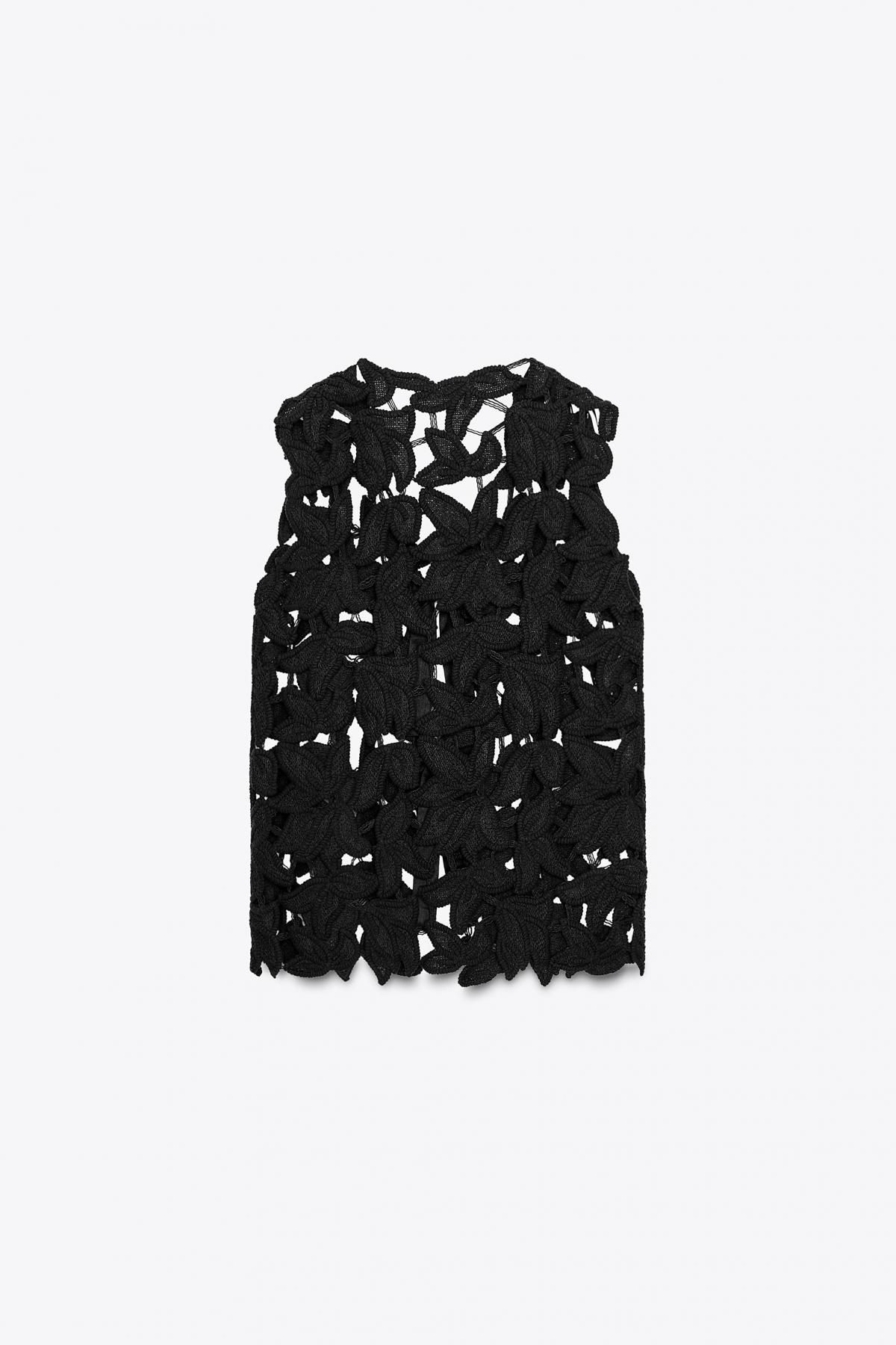 자라 크로셰 브이넥 베스트 4786/242 BLACK - 상세 이미지 3