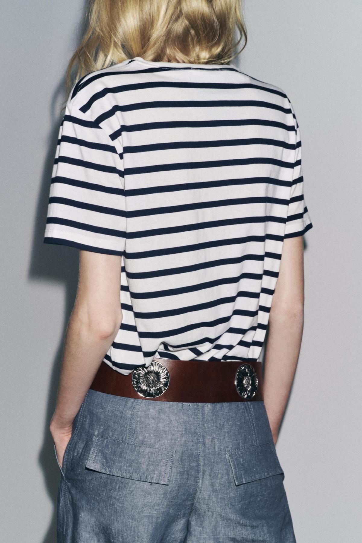 자라 스트라이프 베이직 코튼 반팔 티셔츠 3253/320 STRIPED - 상세 이미지 4