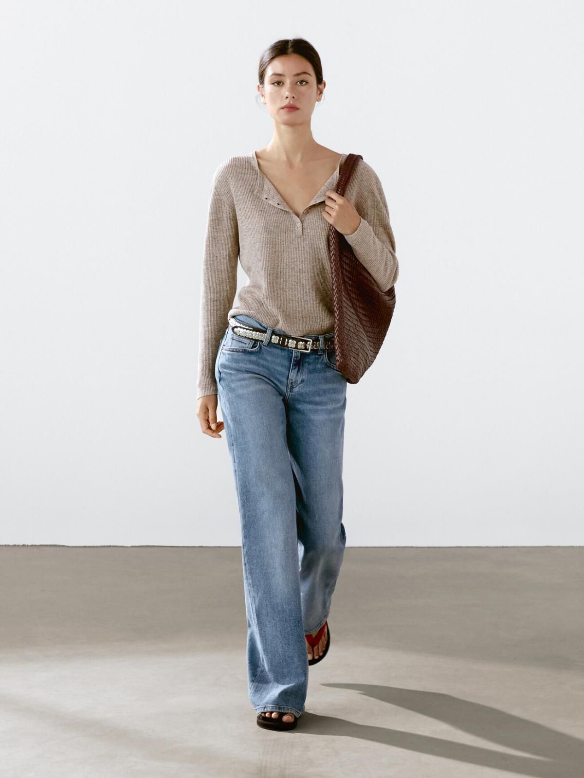 마시모두띠 린넨블렌드 라운드넥 버튼 헨리넥 니트 5775/686 GREY MARL - 상세 이미지 2