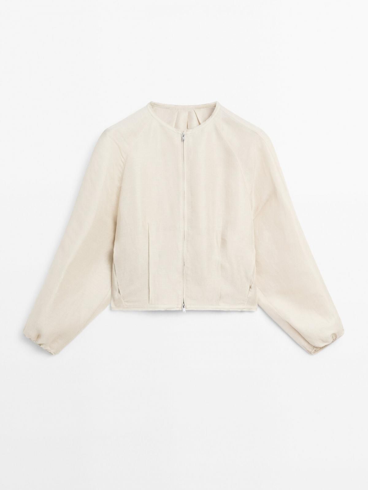 마시모두띠 프레이드 린넨 실크 테크니컬 봄버 재킷 6761/201 BEIGE - 상품 이미지