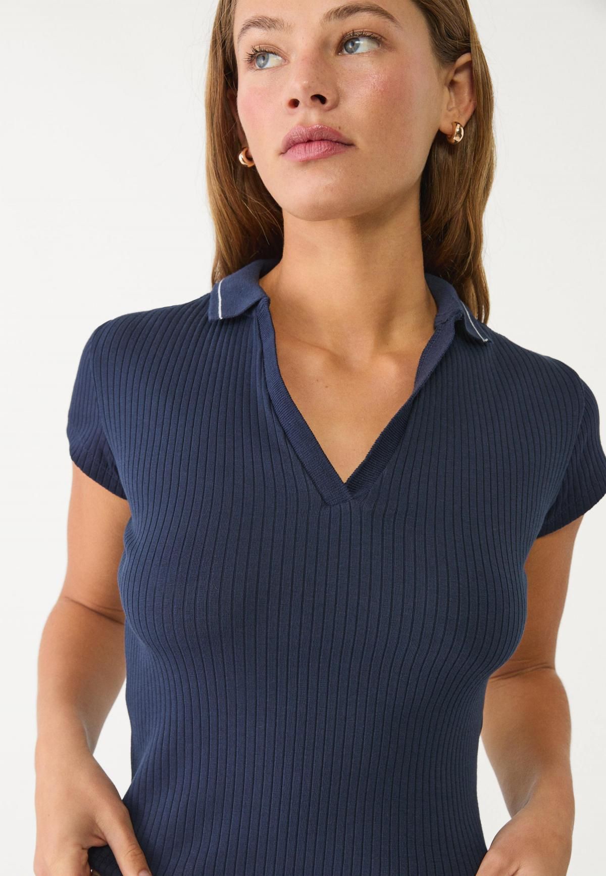 스트라디바리우스 베이직 카라 반팔 폴로 티셔츠 네이비 미니멀 2539/638 NAVY BLUE - 상세 이미지 5