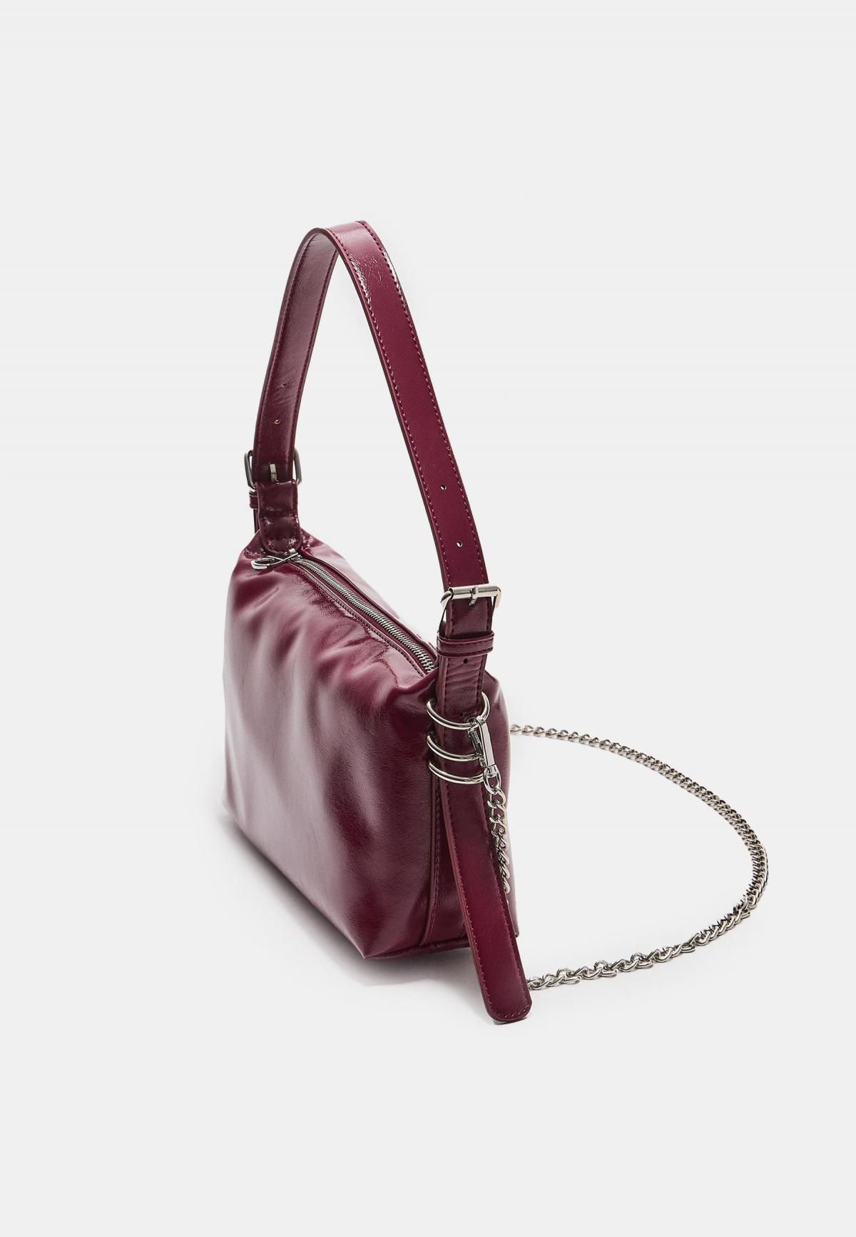스트라디바리우스 트렌디 스트랩 디테일 버건디 숄더백 0499/801 BURGUNDY - 상세 이미지 3